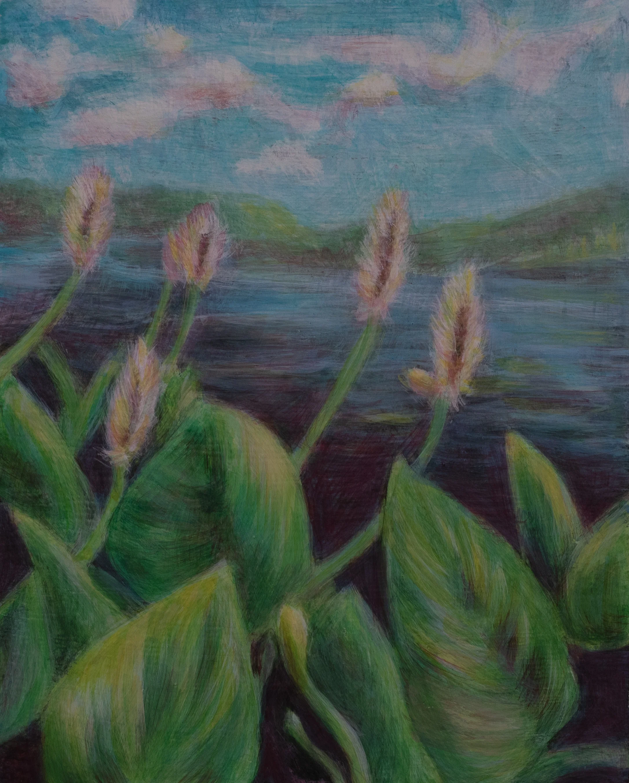 “Croton Pond” true egg tempera 8 x 10, Rachel Lulov Segall