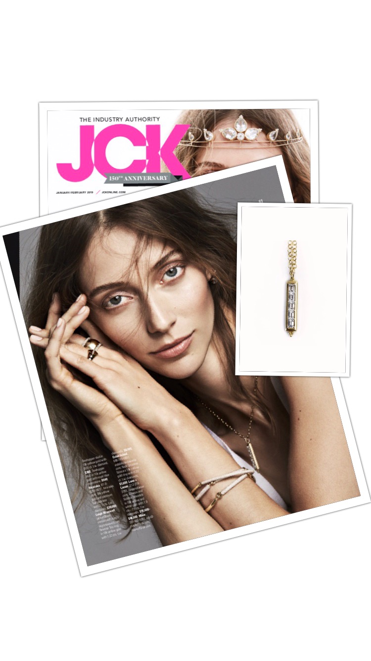 JCK Magazine article Swoon-Worthy Jewels for the Wedding Day featuring Leigh Maxwell Diamond Bar Necklace