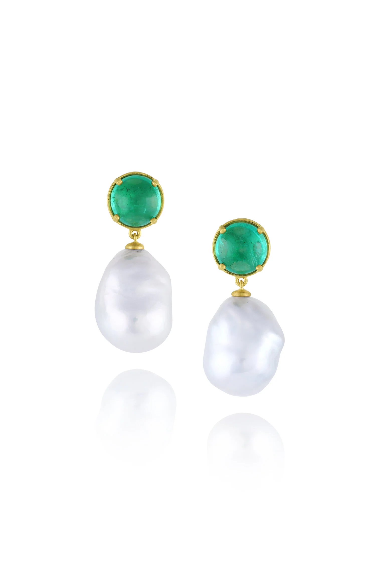 Bahari Baroque Earrings Emerald — Leigh Maxwell Jewelry