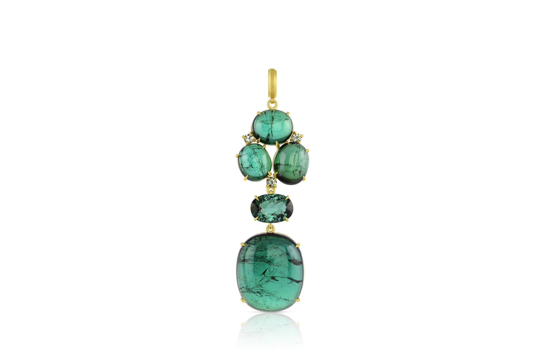 Green tourmaline and green sapphire pendant
