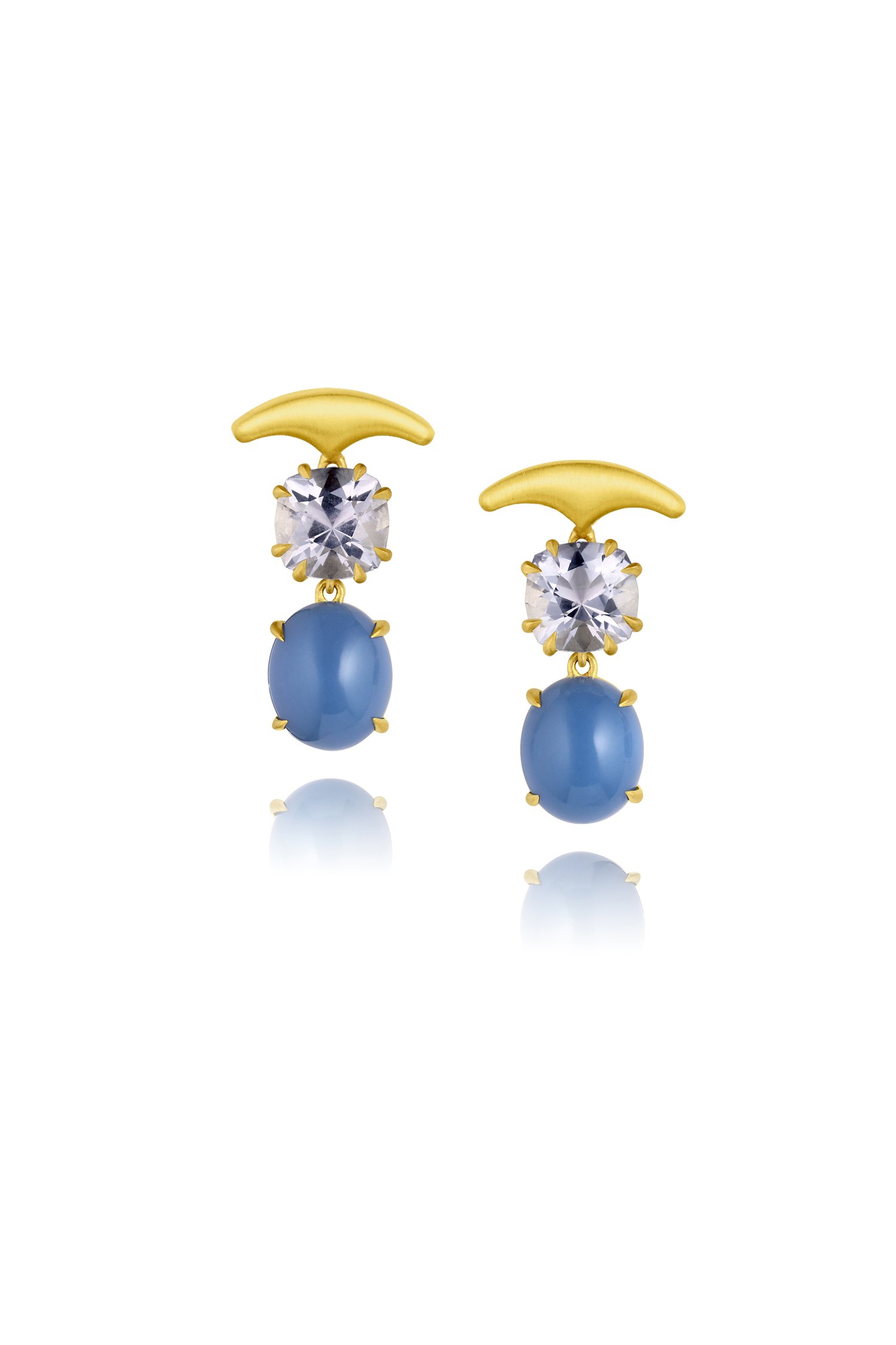 Leigh Maxwell Small Gemmy Wave Earrings - Blue Beryl/Blue Opal