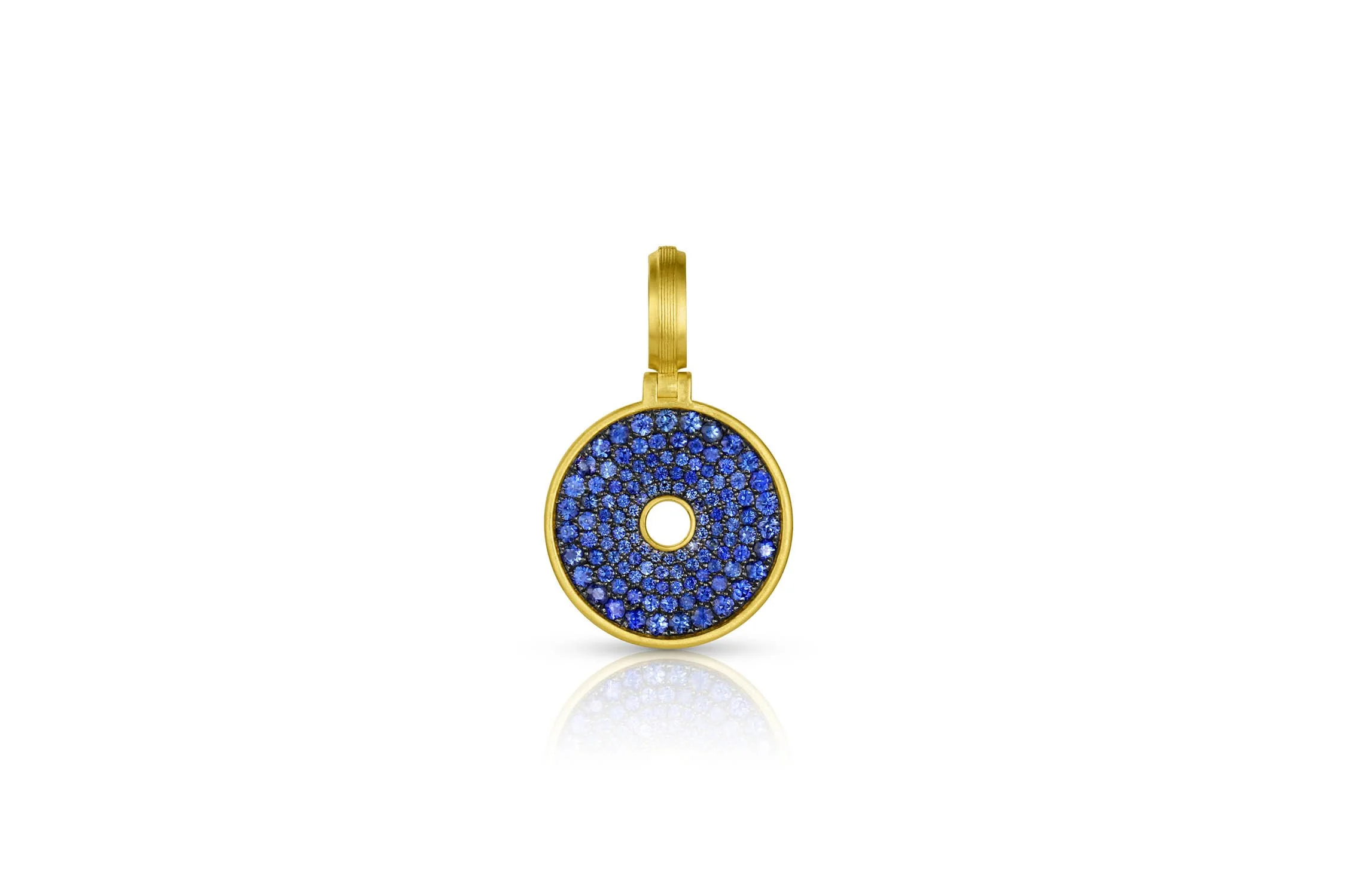 Amani Small Pavé Disk Pendant - Blue Sapphire