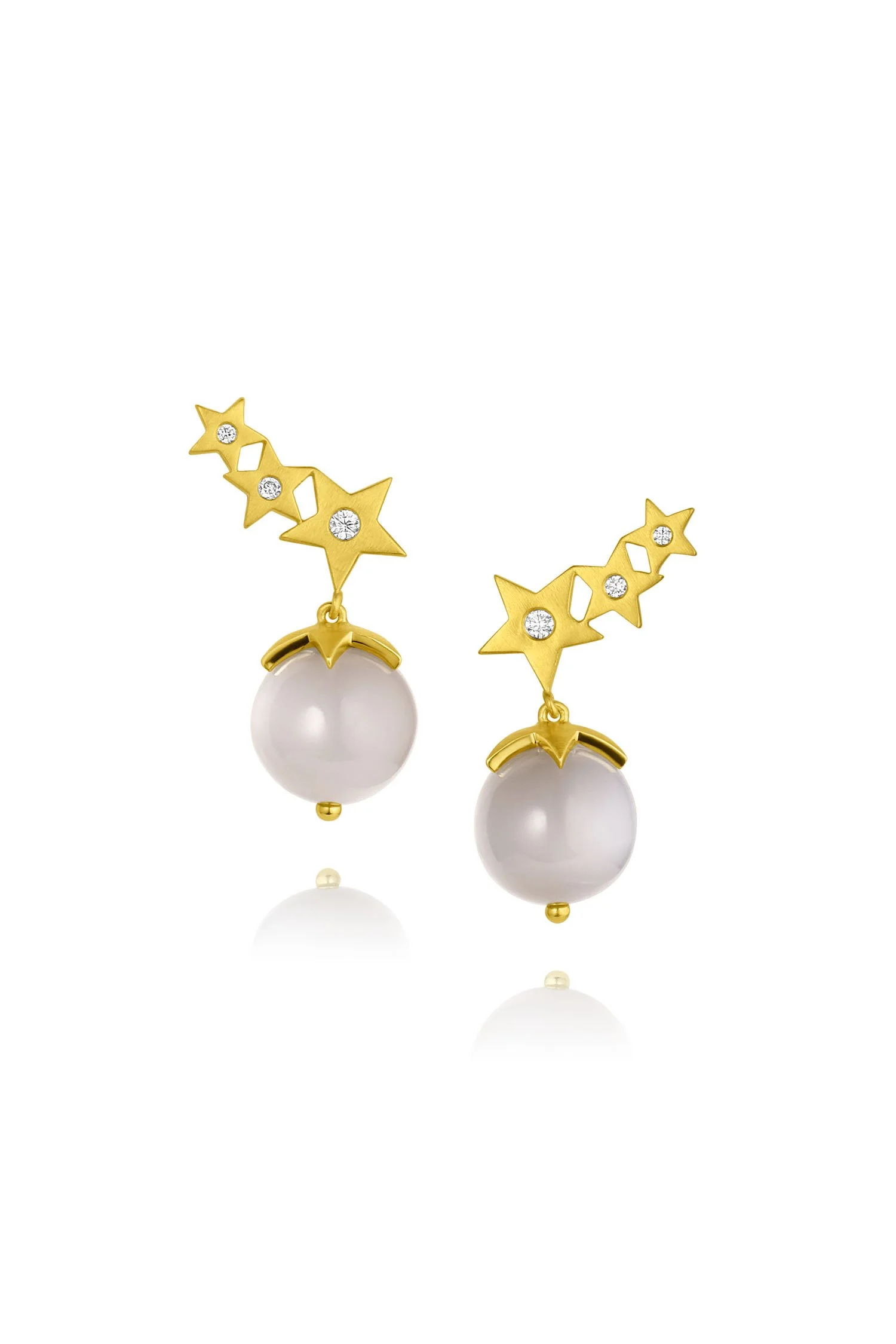 Starstruck Ear Climber - Diamond &amp; Grey Moonstone