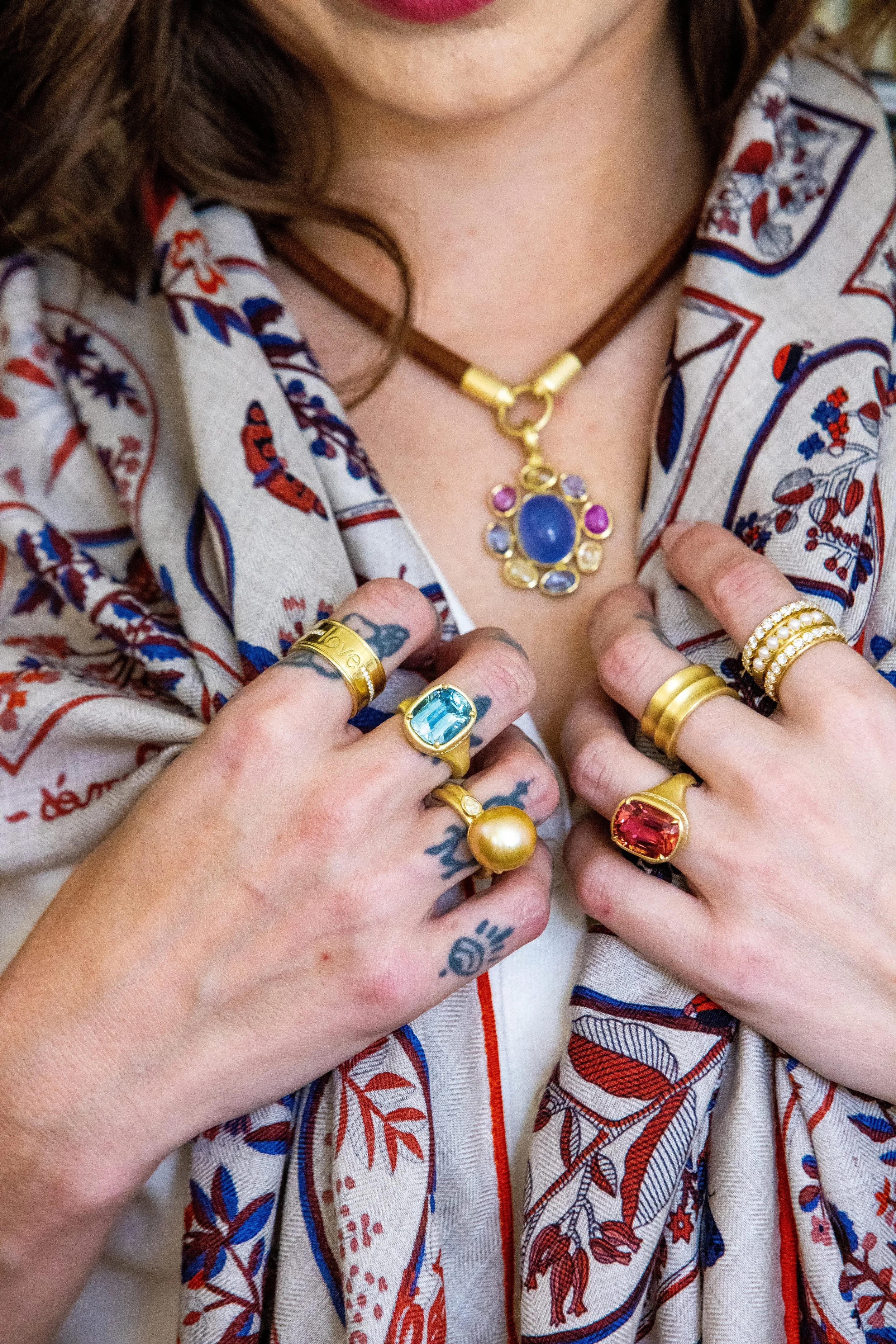 Model wearing Leigh Maxwell Amani LOVE Ring Single Row Pavé - Diamond