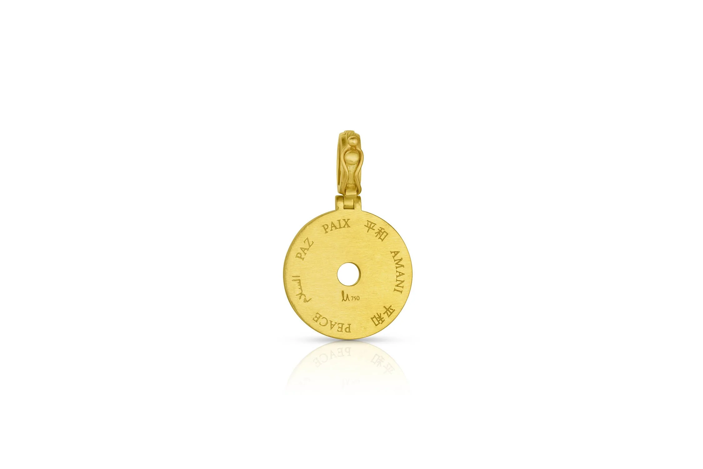 Back of Leigh Maxwell Amani Small Pavé Disk Pendant - Grey Diamond