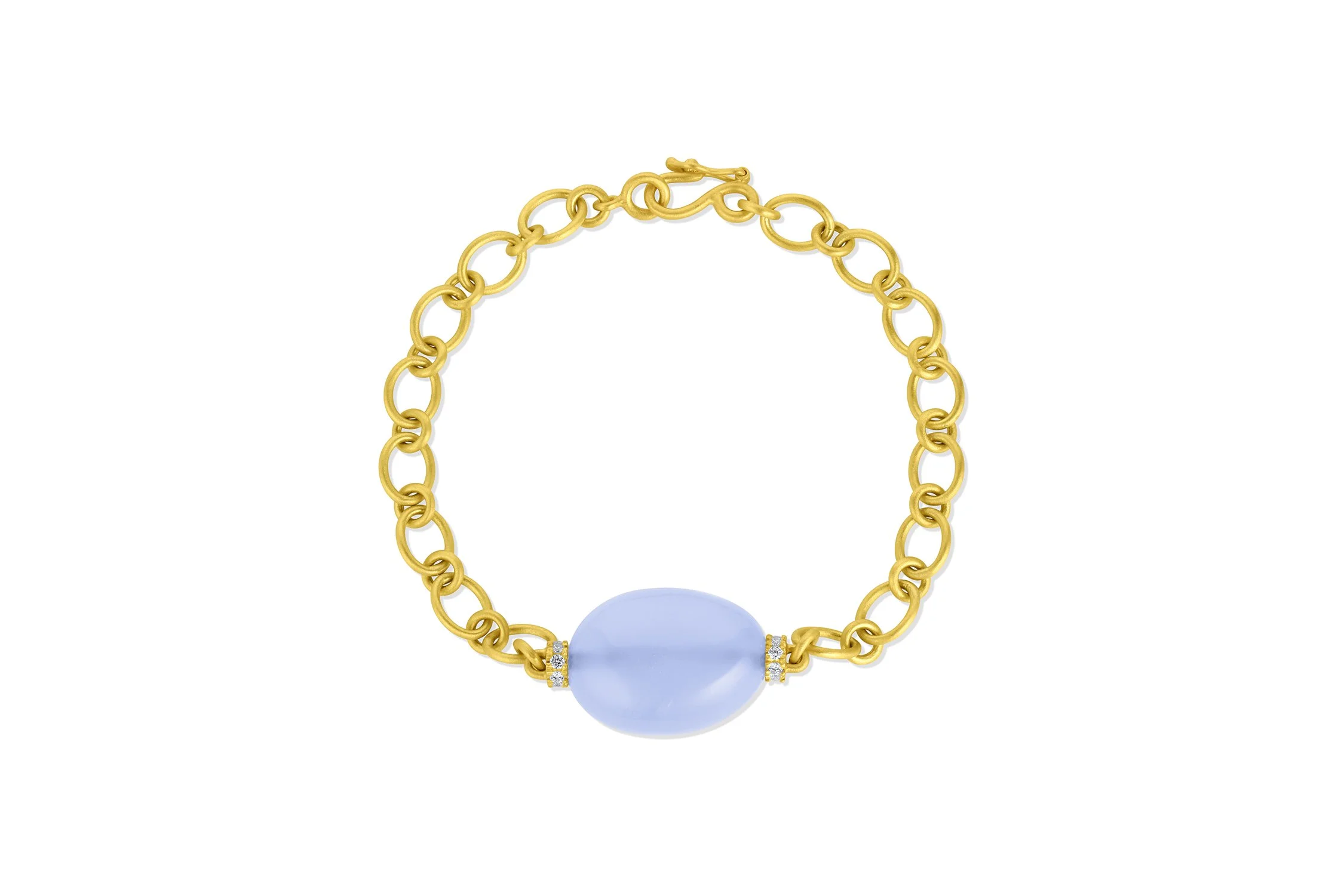 Chain Bracelet with Gemstone Bead - Chalcedony