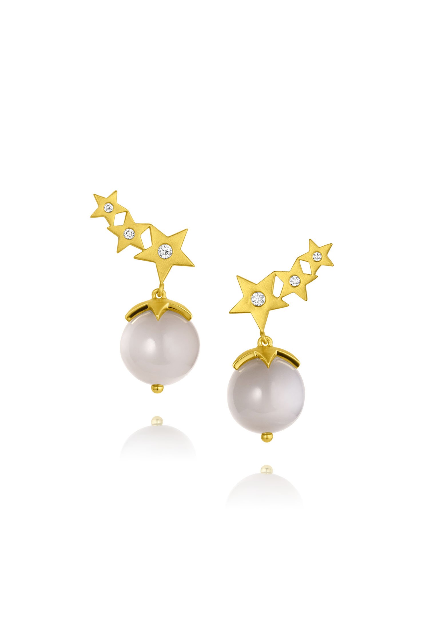 Starstruck Ear Climber - Diamond & Grey Moonstone