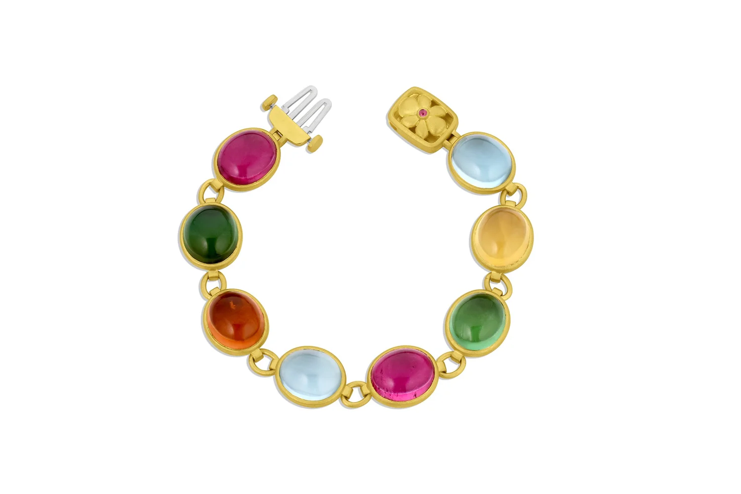 Leigh Maxwell Oval Cabochon Bracelet with Flower Clasp — Leigh