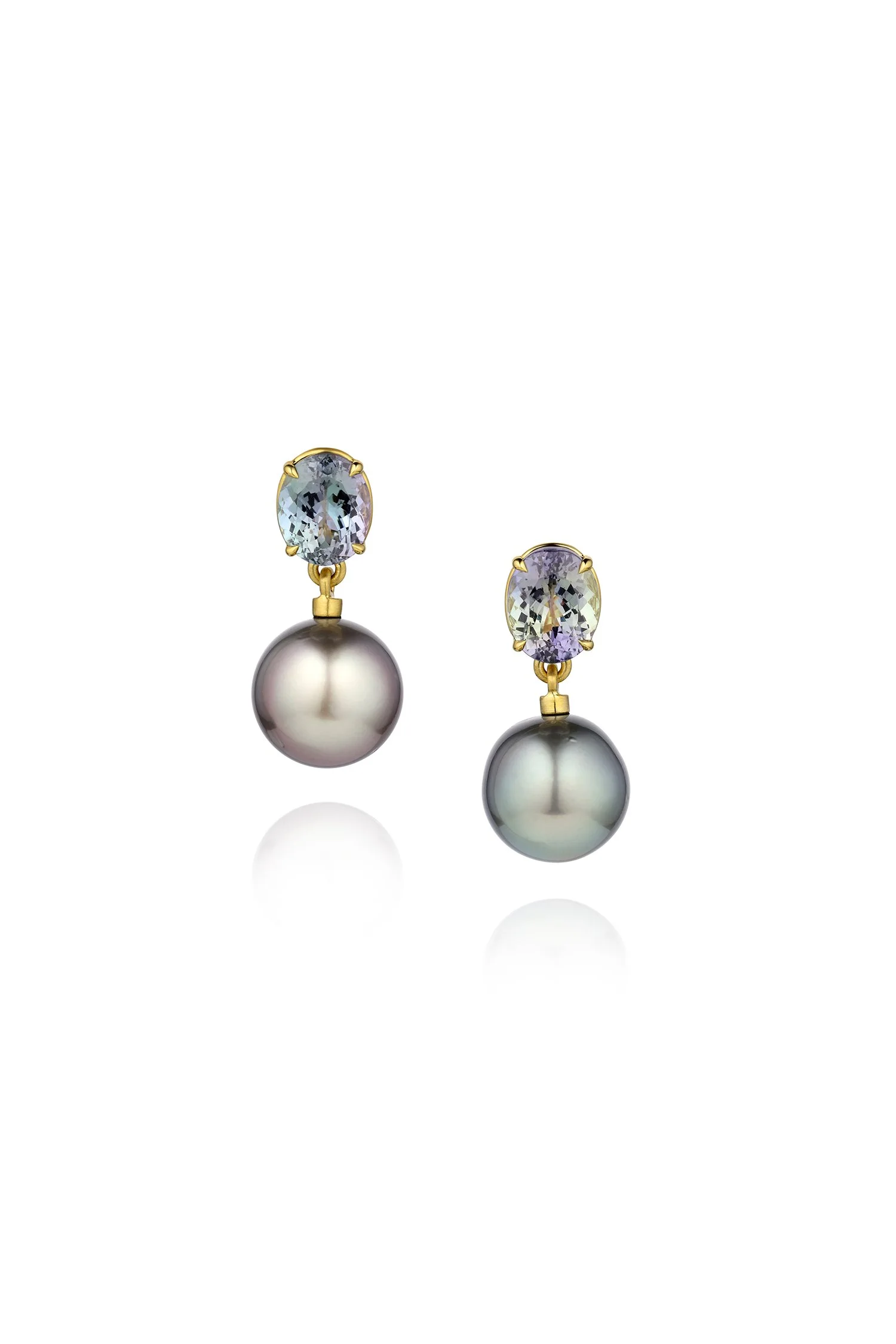 Zoisite & Tahitian Pearl Earrings