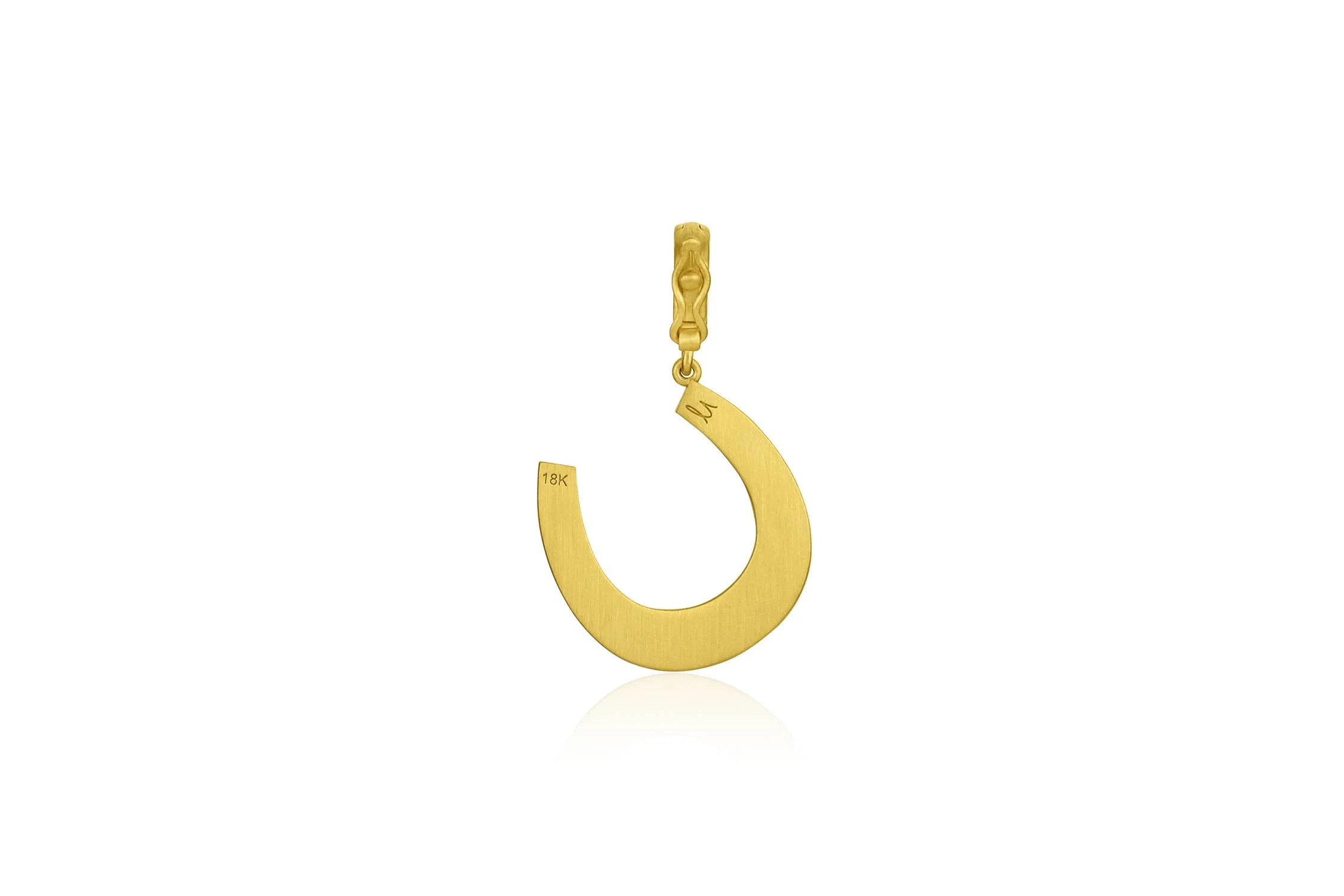Leigh Maxwell Small Flush Set Horseshoe Pendant - Diamond & Blue Sapphire