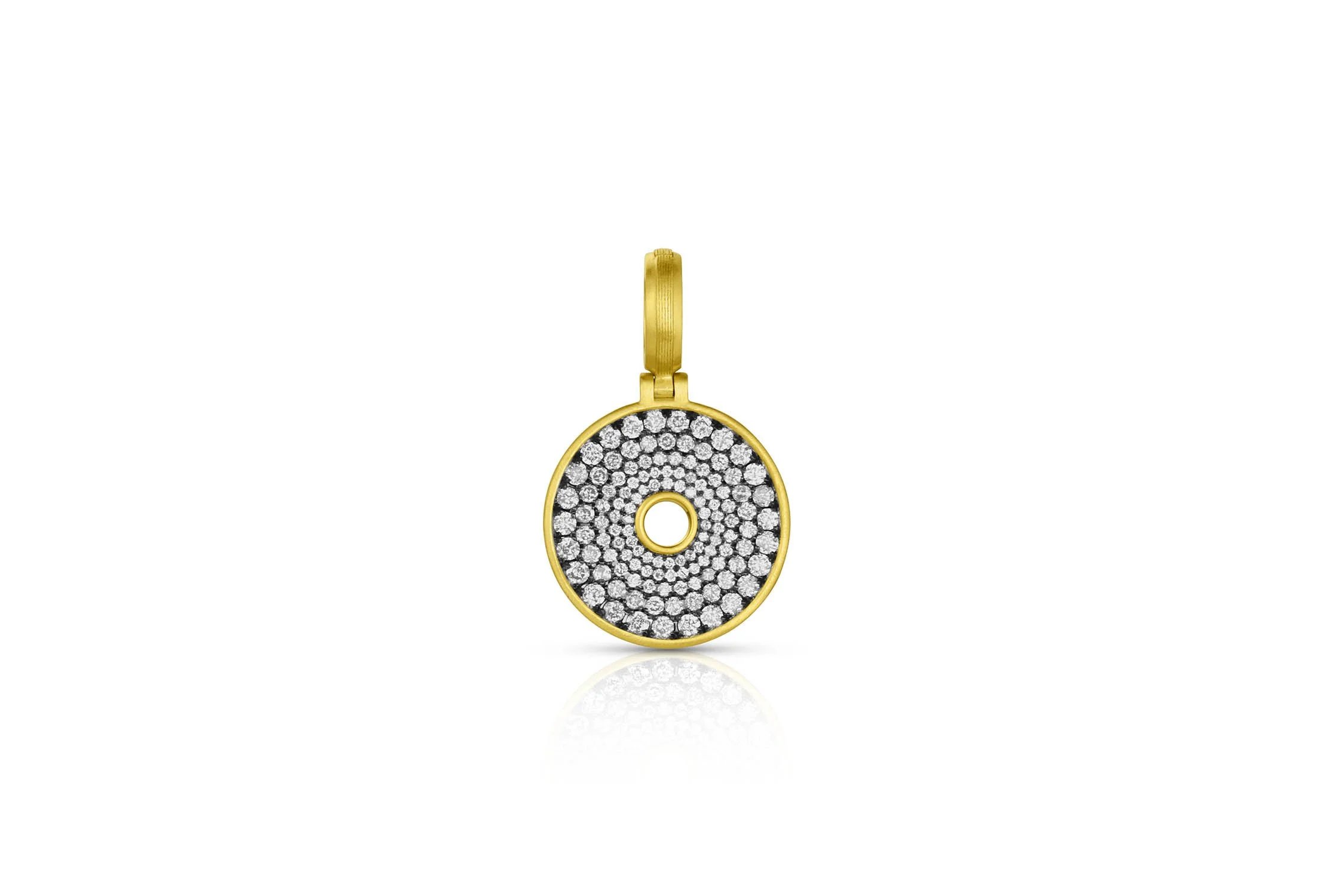Leigh Maxwell Amani Small Pavé Disk Pendant - Grey Diamond