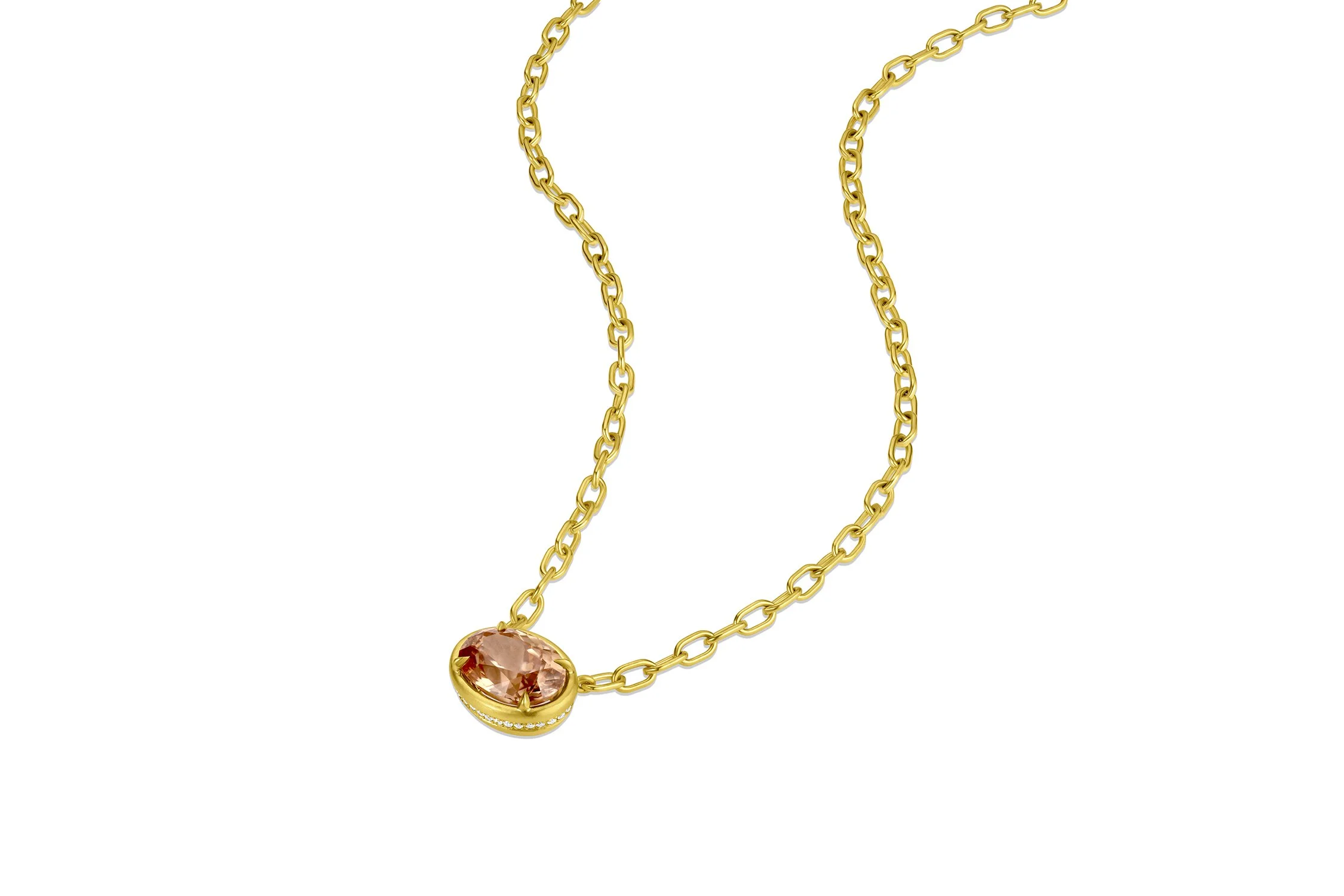 Leigh Maxwell Bijou Necklace - Champagne Zircon in 18K yellow gold with diamonds