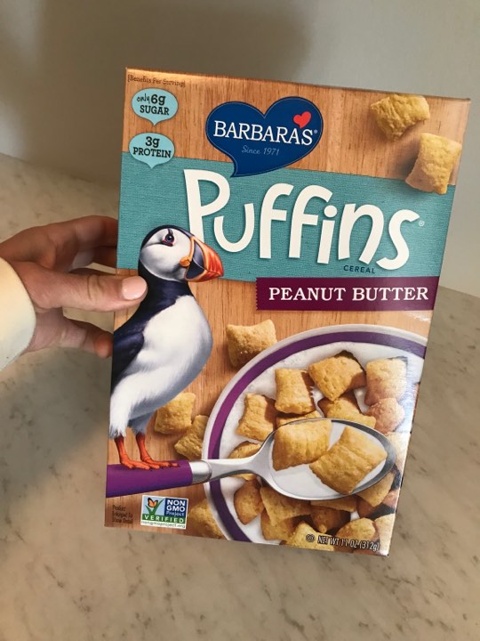 Puffins. My favorite kind is the peanut butter Puffins