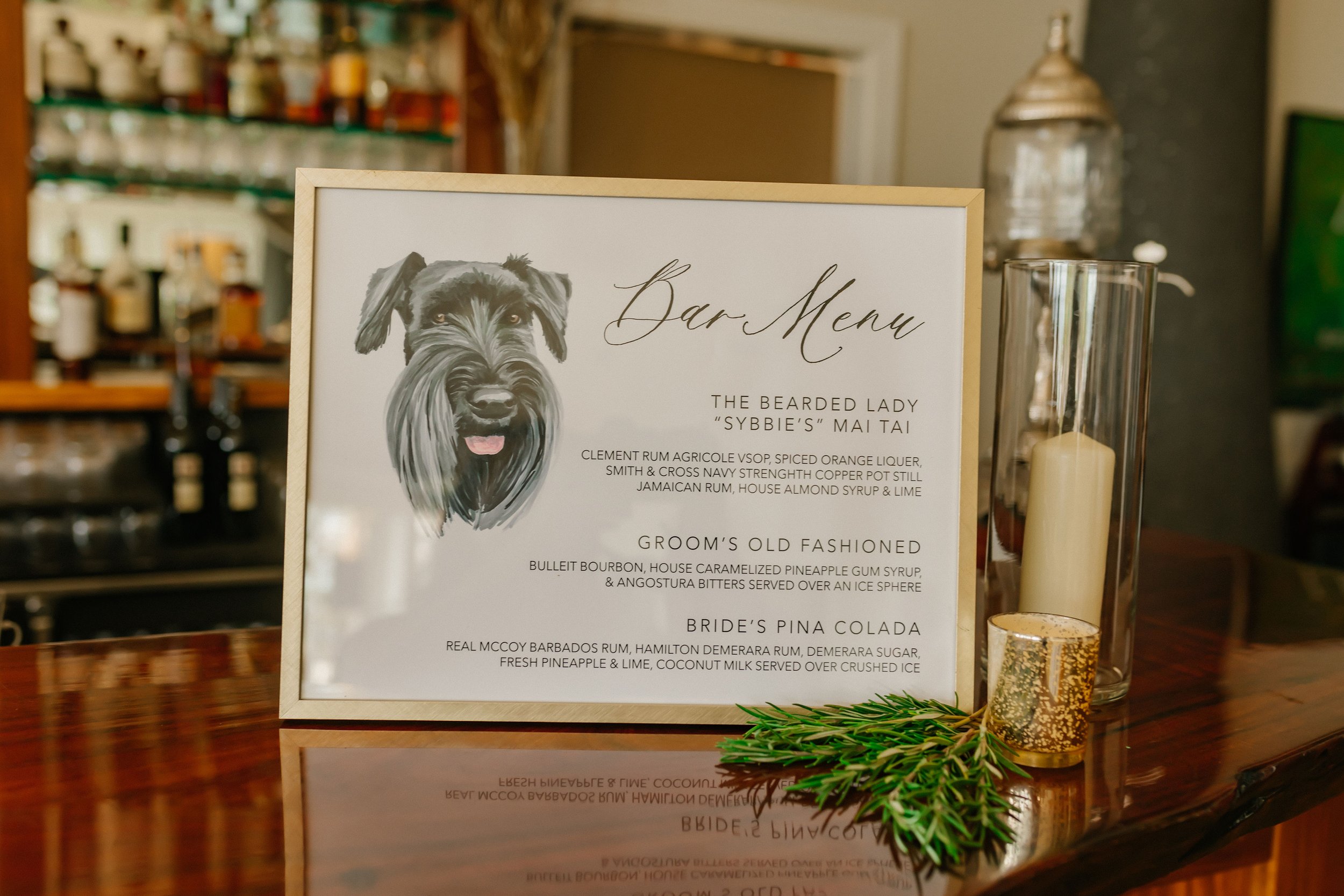 Sugar Beach Events Wedding Bar Signage Dog Portrait Maui Wedding Planner