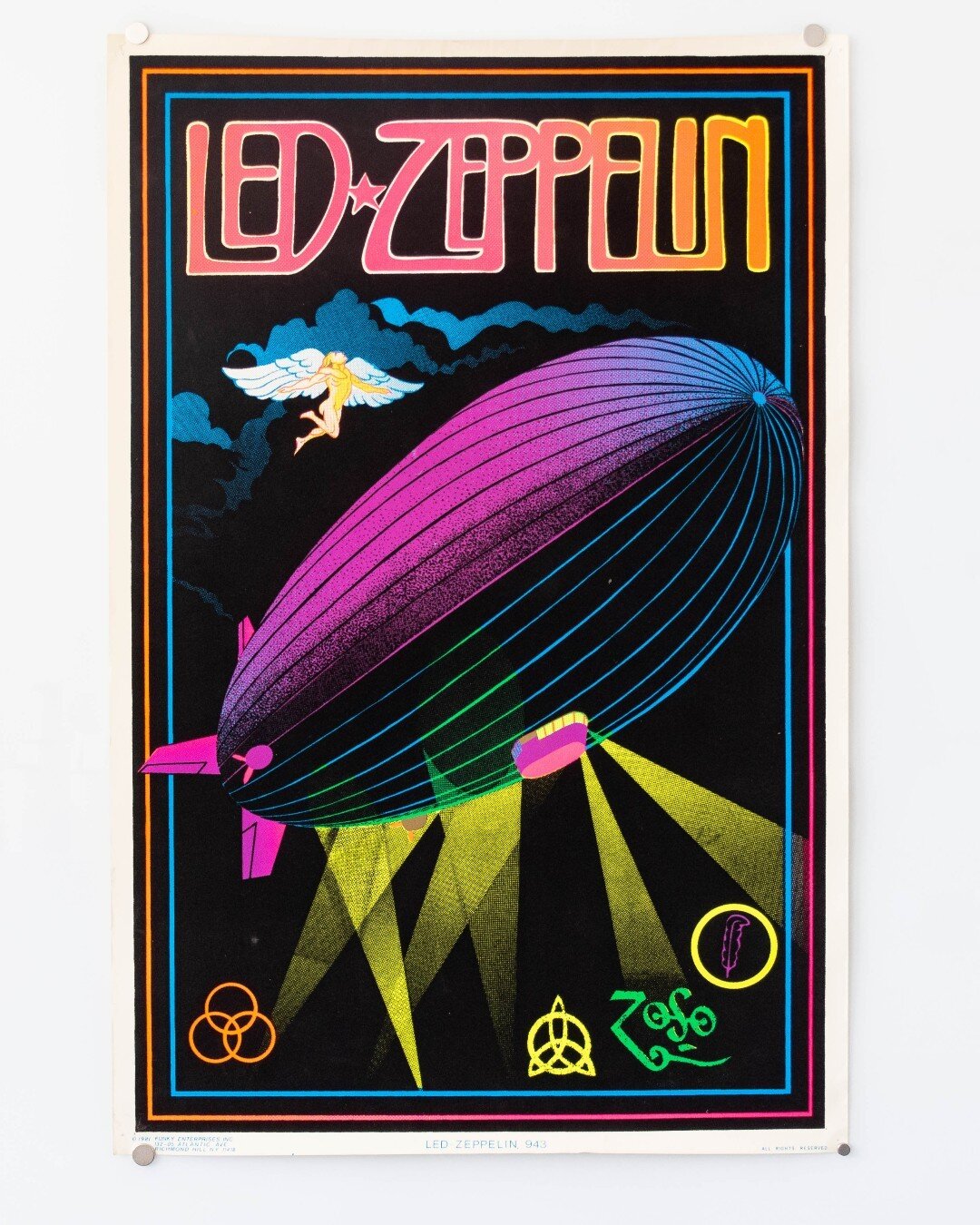 Led Zeppelin Black Light Poster from 1981. 
Last weekend for pre-bidding! Head to liveauctioneers.com to see the full catalog of rock history! .
.
.
.
.
.
.
.
#ledzeppelin #blacklight #posterart #british #zoso #rockandroll #rock #poster #rockofages #