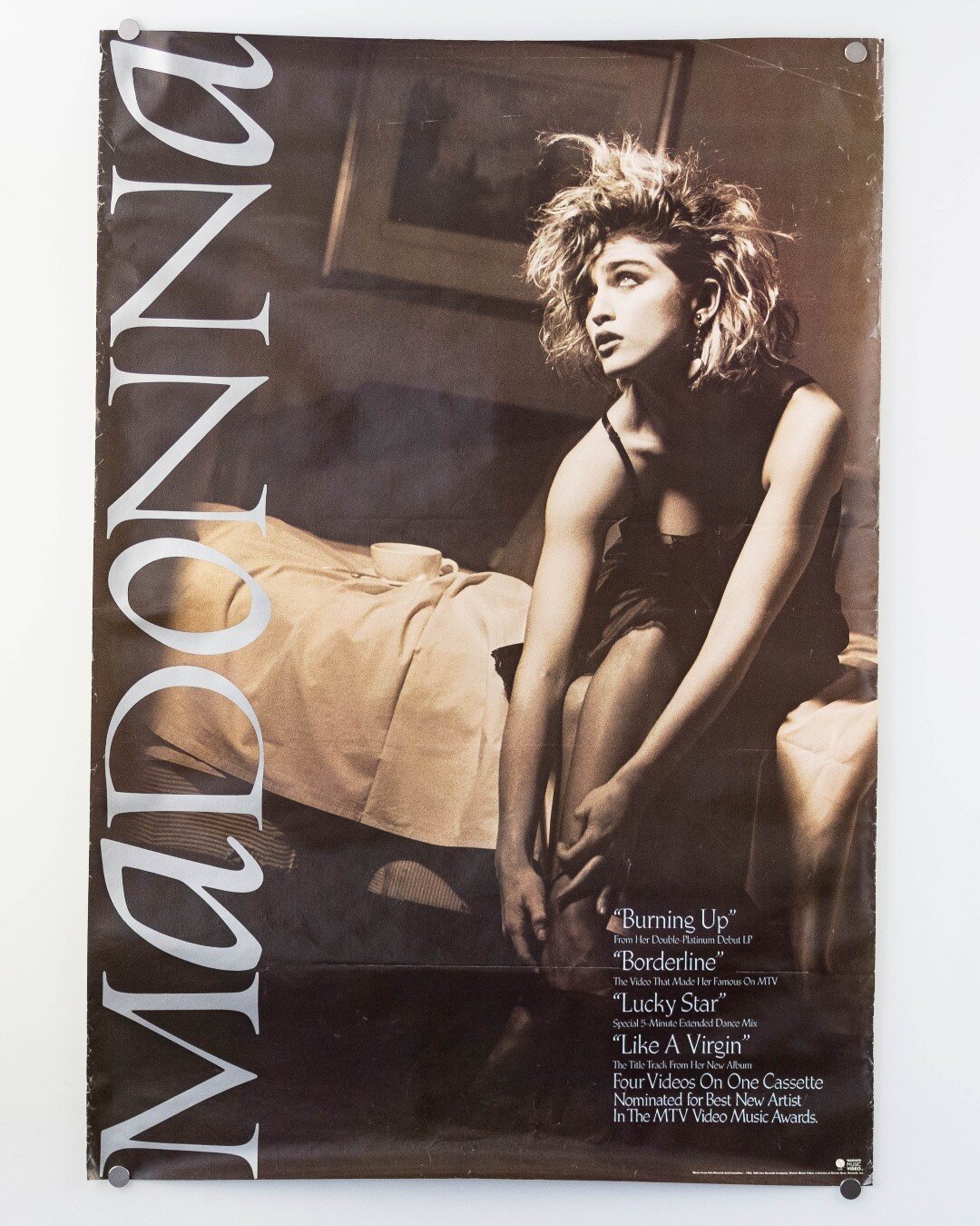 Madonna Poster from 1984. Our Rock of Ages Poster Art auction closes this Sunday @ 9pm EST. There are a ton of amazing posters in this auction. Don't miss out! .
.
.
.
.
.
#rock #likeavirgin #poster #posterart #madonna #materialgirl #warner #vintage 