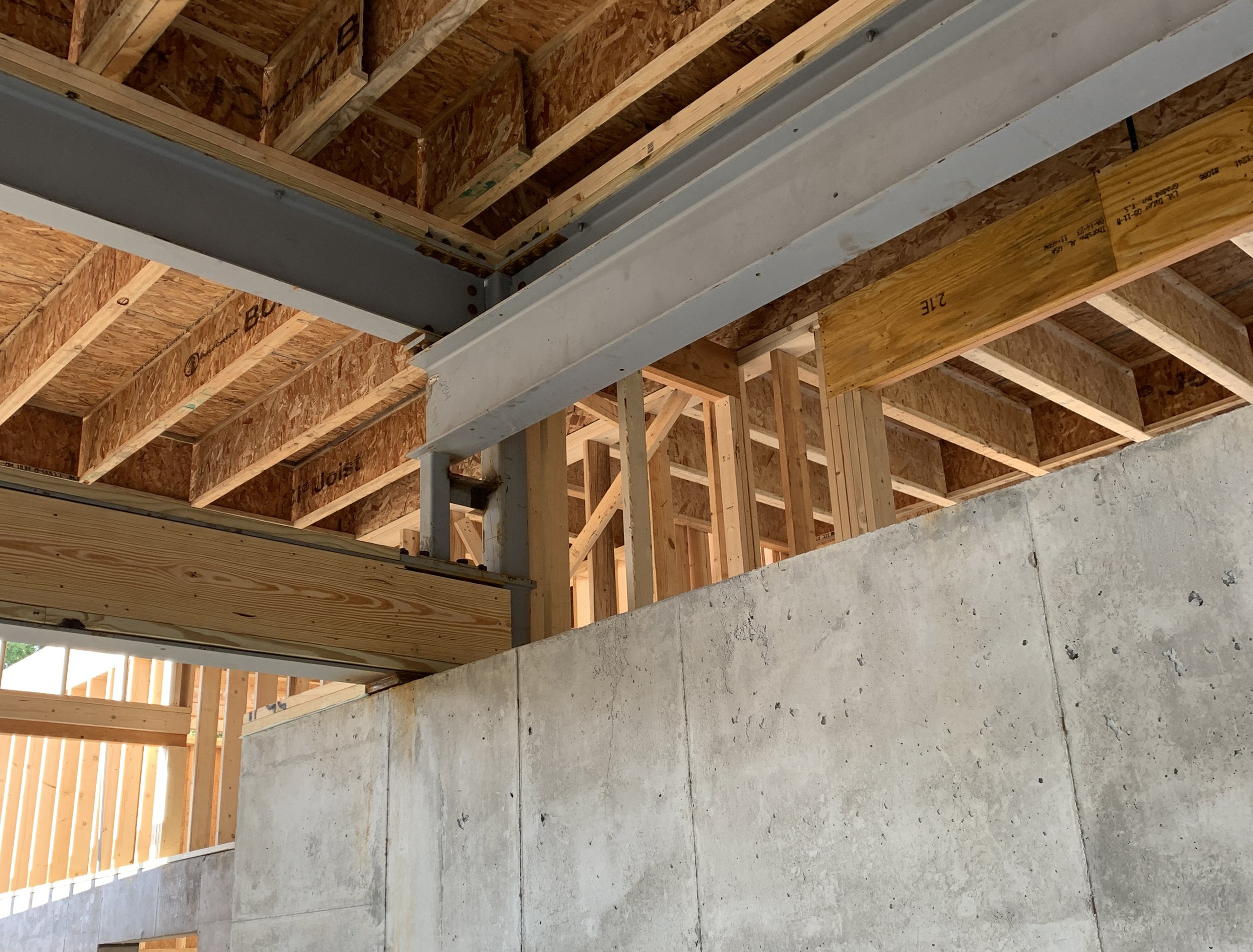 steel concrete wood framing in modern home construction