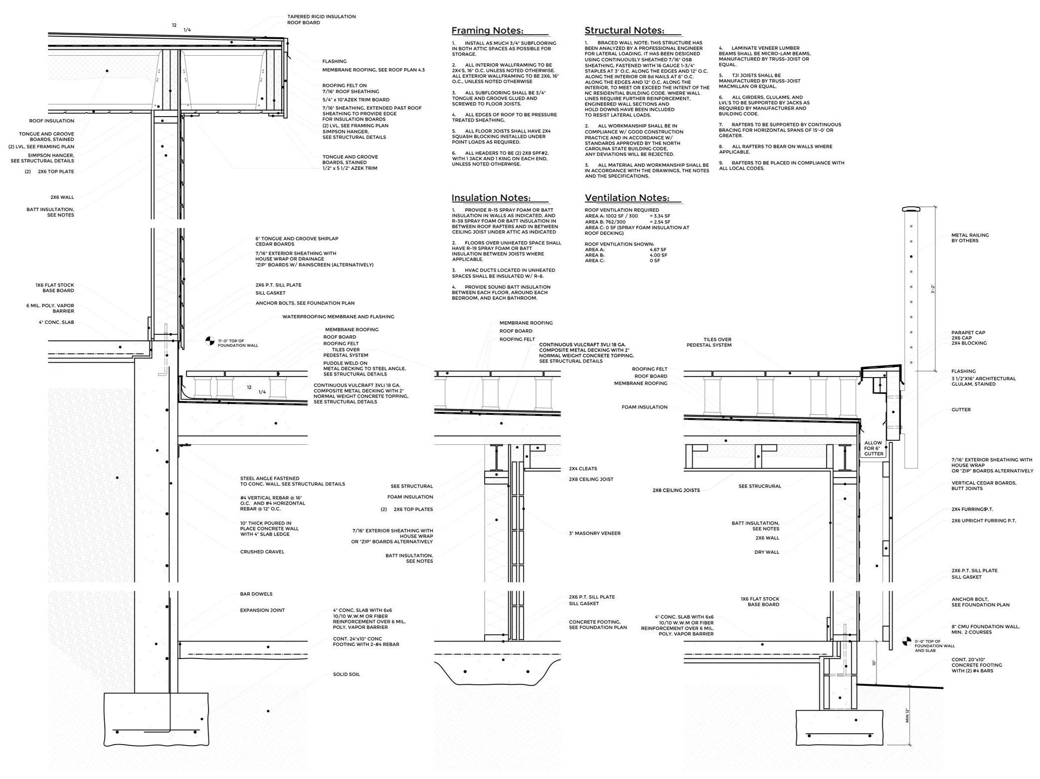 how to roof deck terrace drawing detail wall section