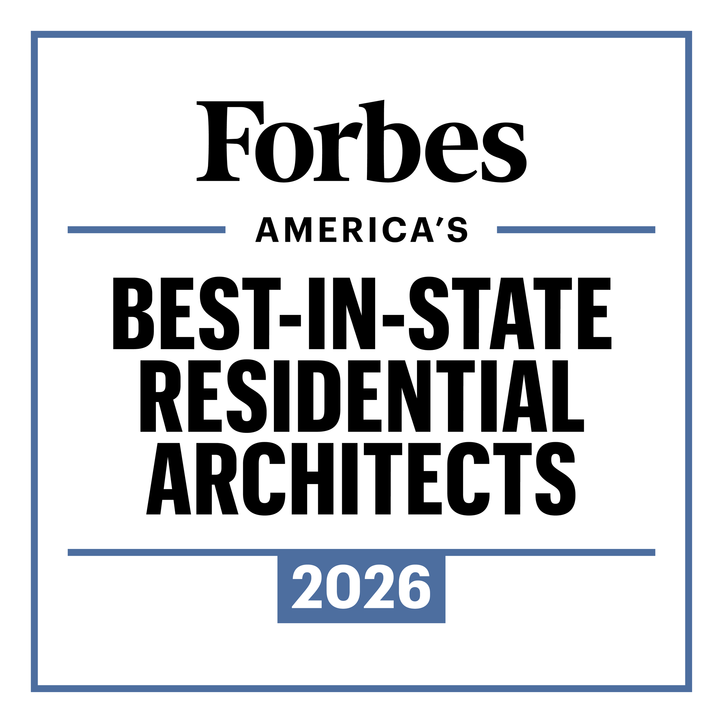 toby witte wittehaus 2026 Forbes America's Best in State Residential Architects Award
