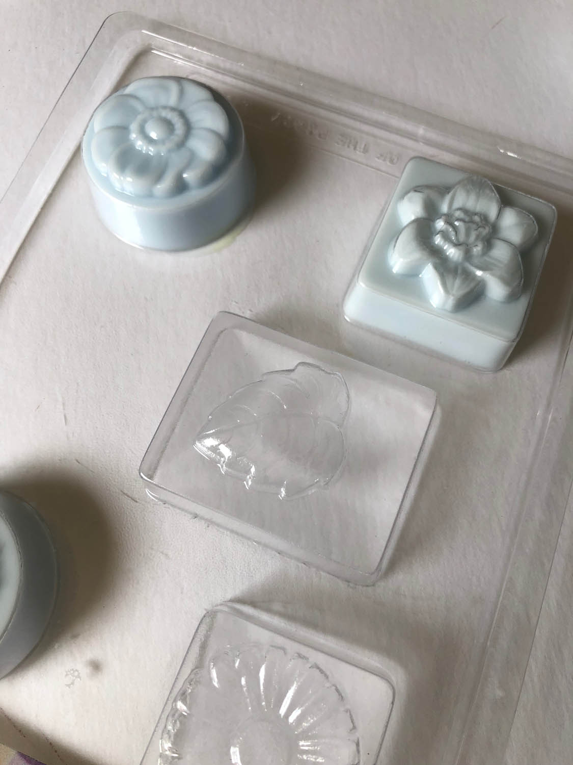 blue soap in mold dried and ready to take out