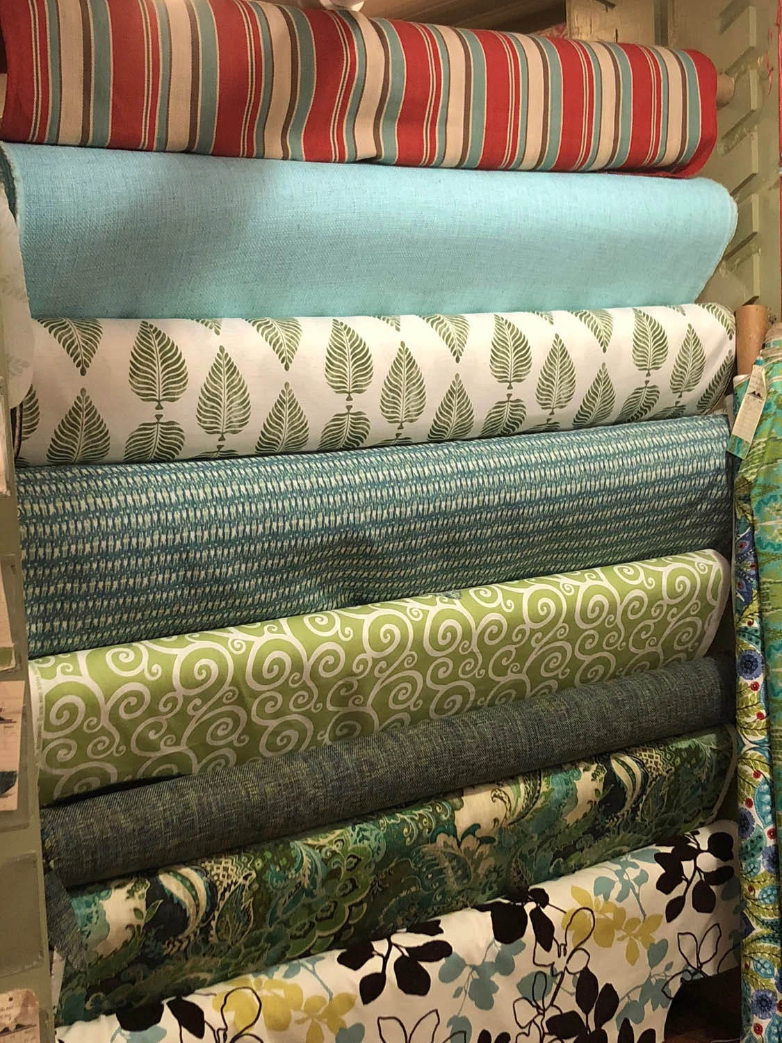 Fabric rolls at Trolly's Designer Fabrics LLC