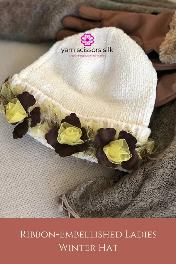 How to make a DIY ribbon-embellished ladies winter hat