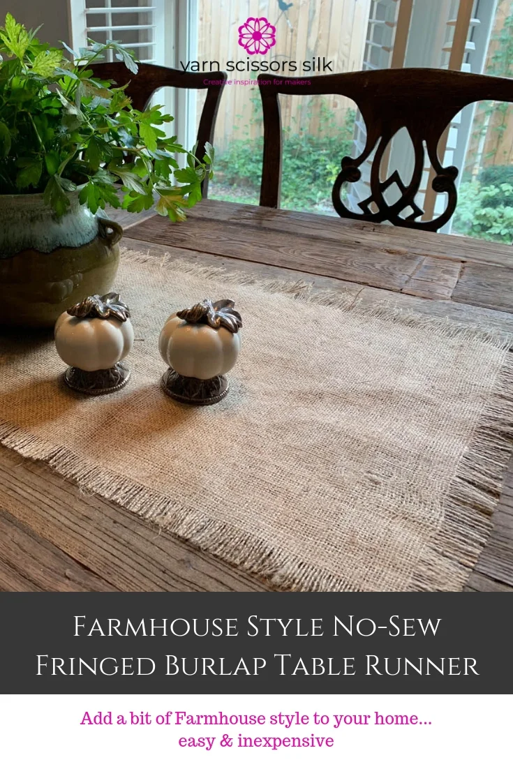 Farmhouse Style No-Sew Fringed Burlap Table Runner