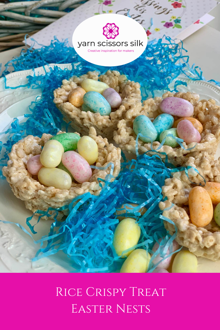 Rice Crispies Treats Easter Nests recipe and step-by-step how to instructions with photos at Yarn Scissors Silk