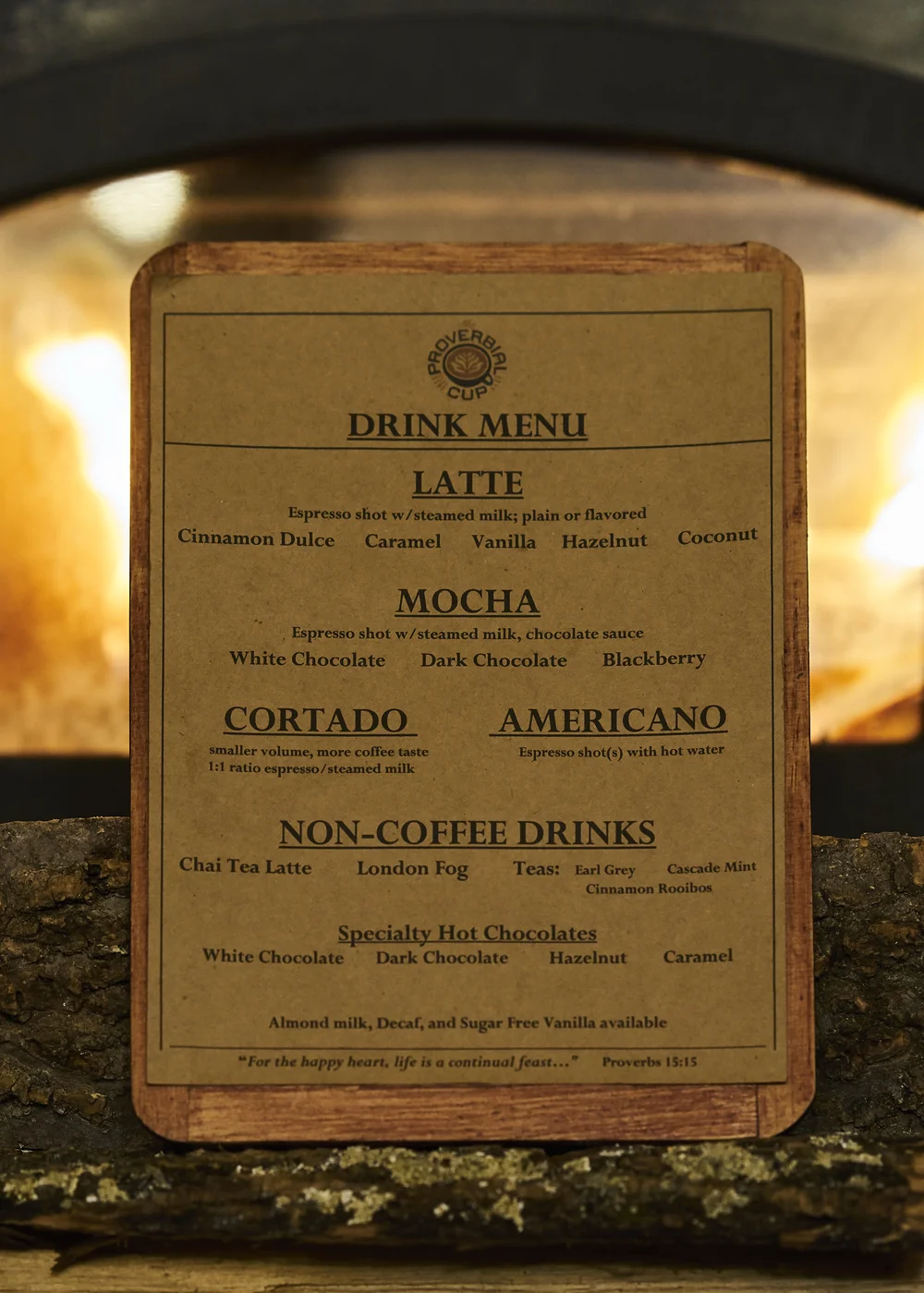 Menu Introduction — The Proverbial Cup
