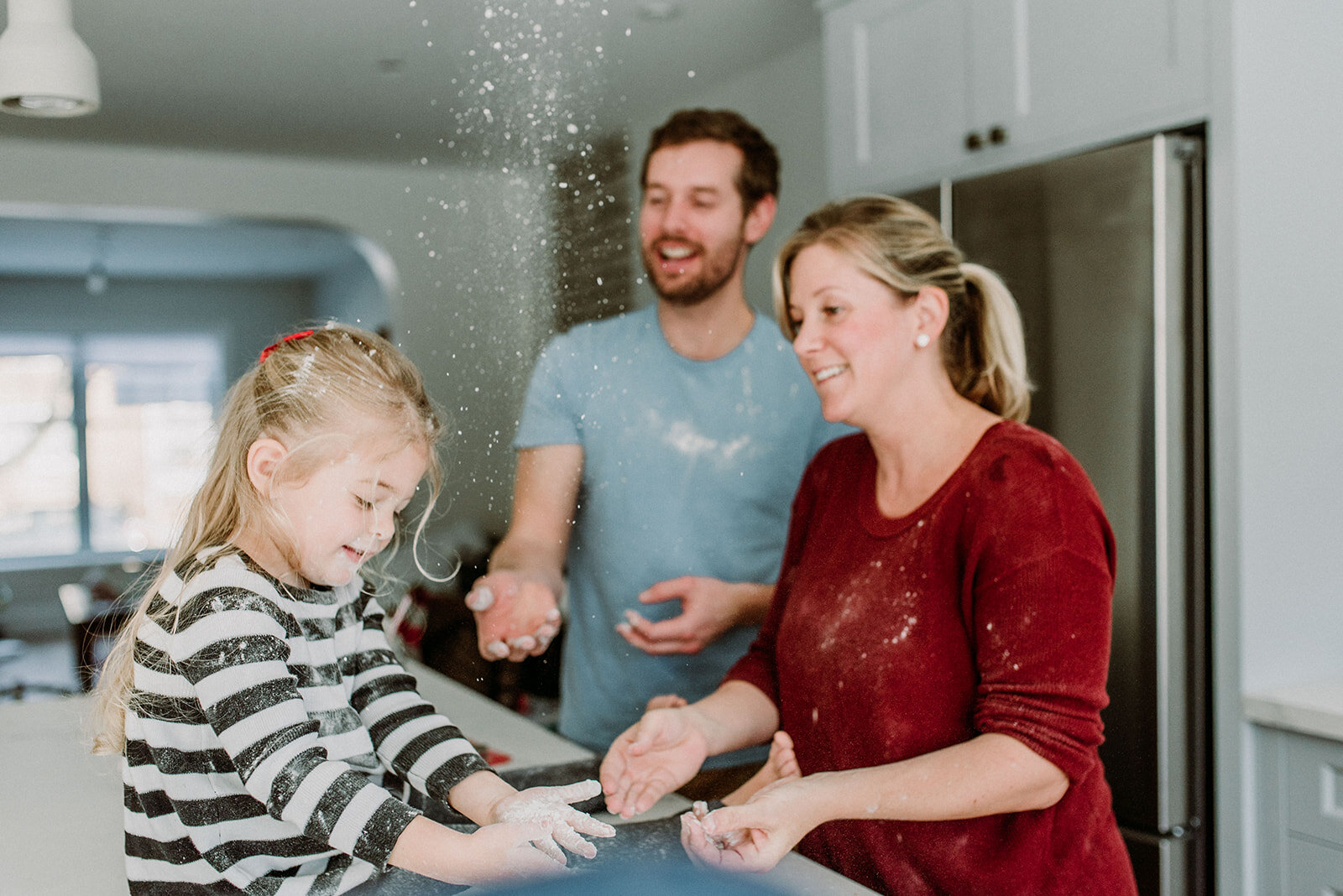 Fun play moment in the family while baking for christmas