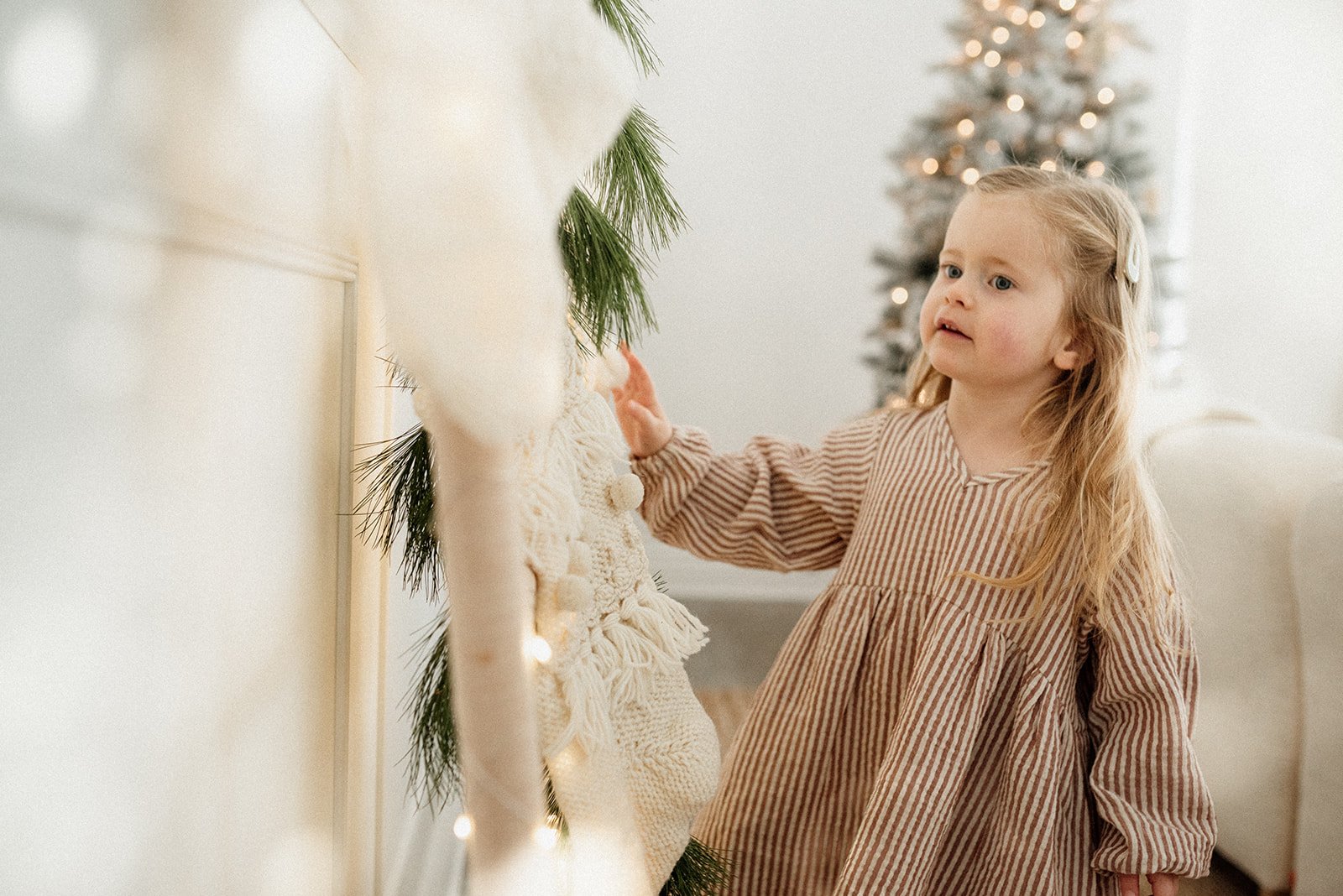 dreamy Christmas photos of a beautiful toddler girl in Toronto studio 
