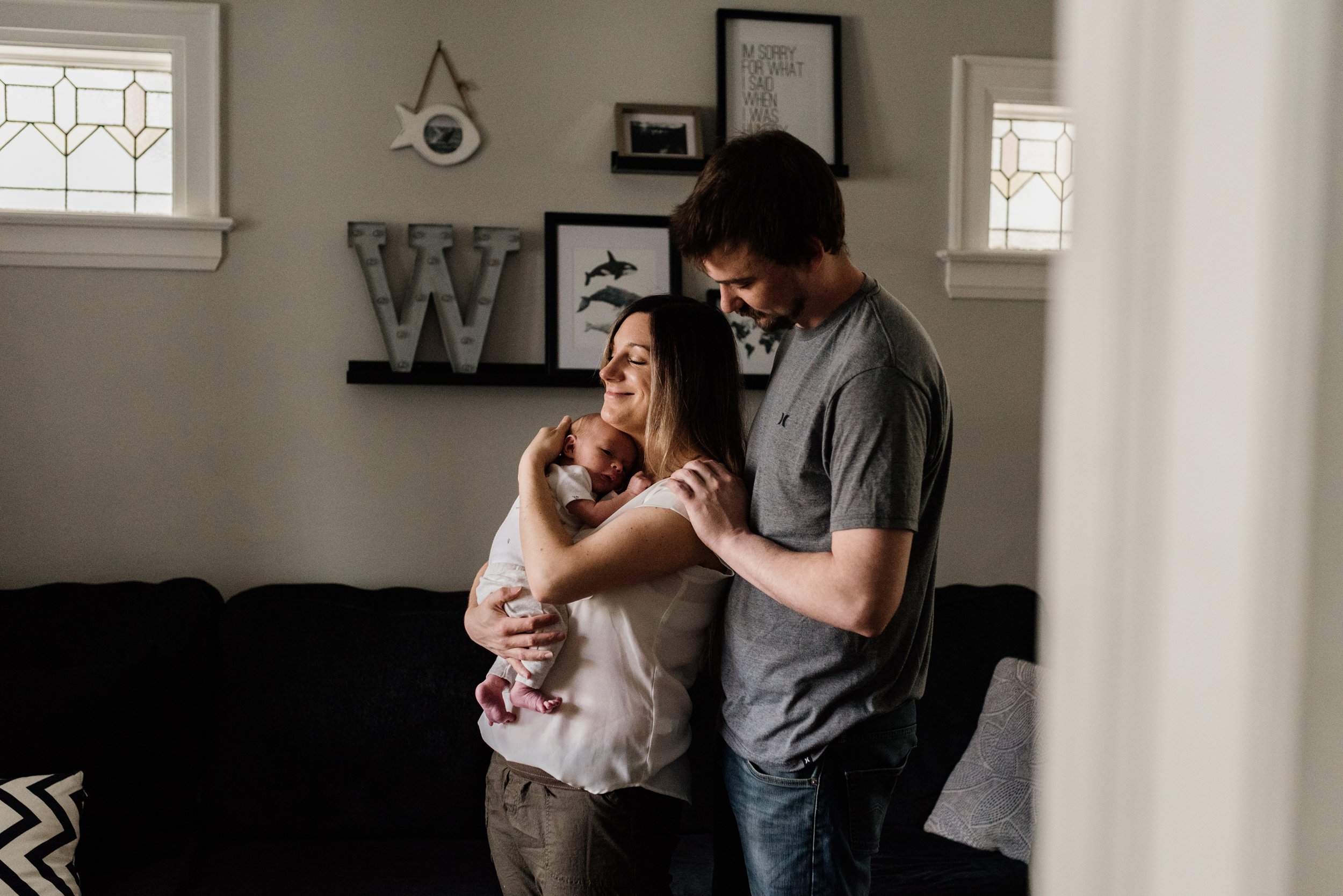 family with newborn at home in East York, Toronto 