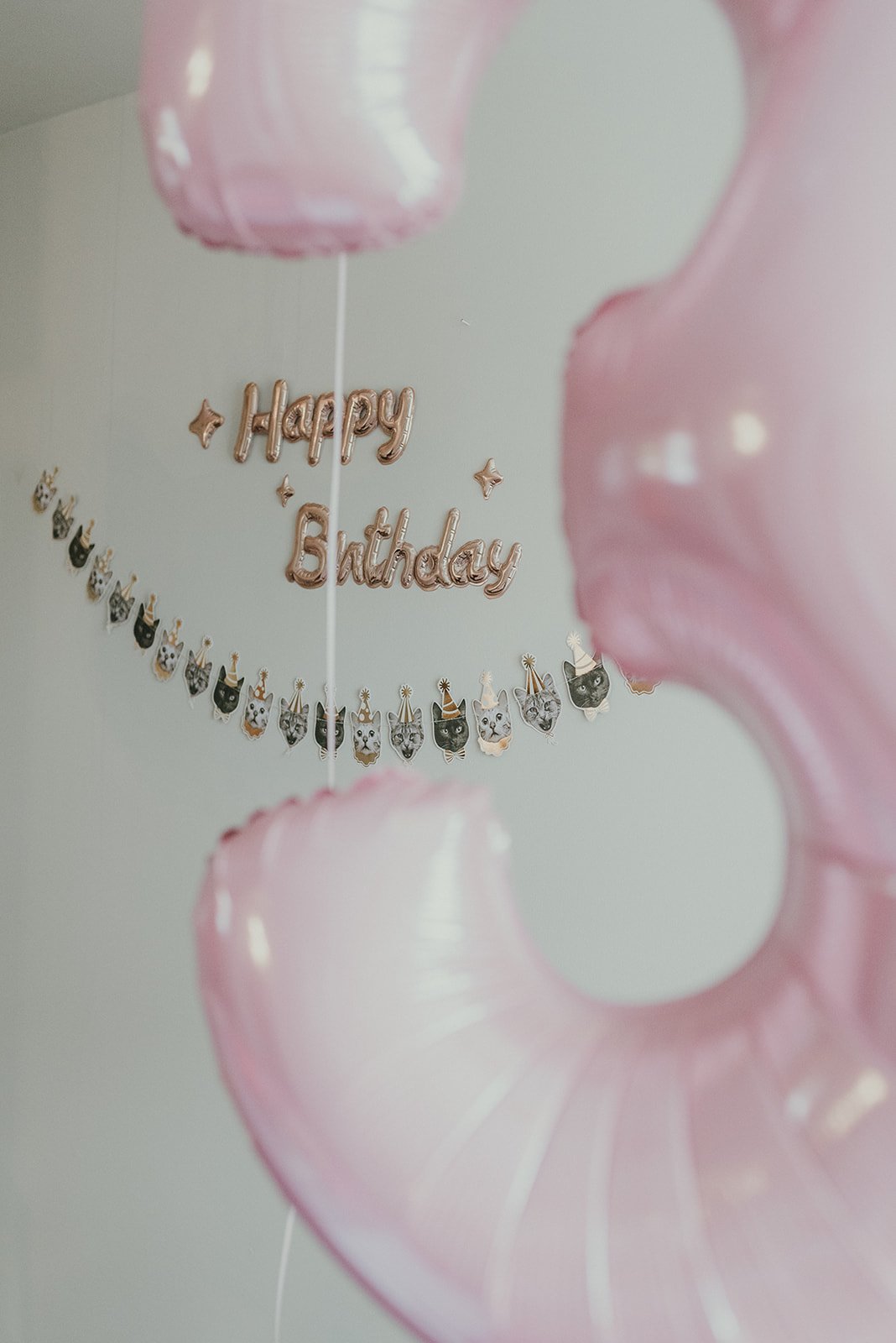 Kitty Kat balloon and wall decoration for 3rd birthday party