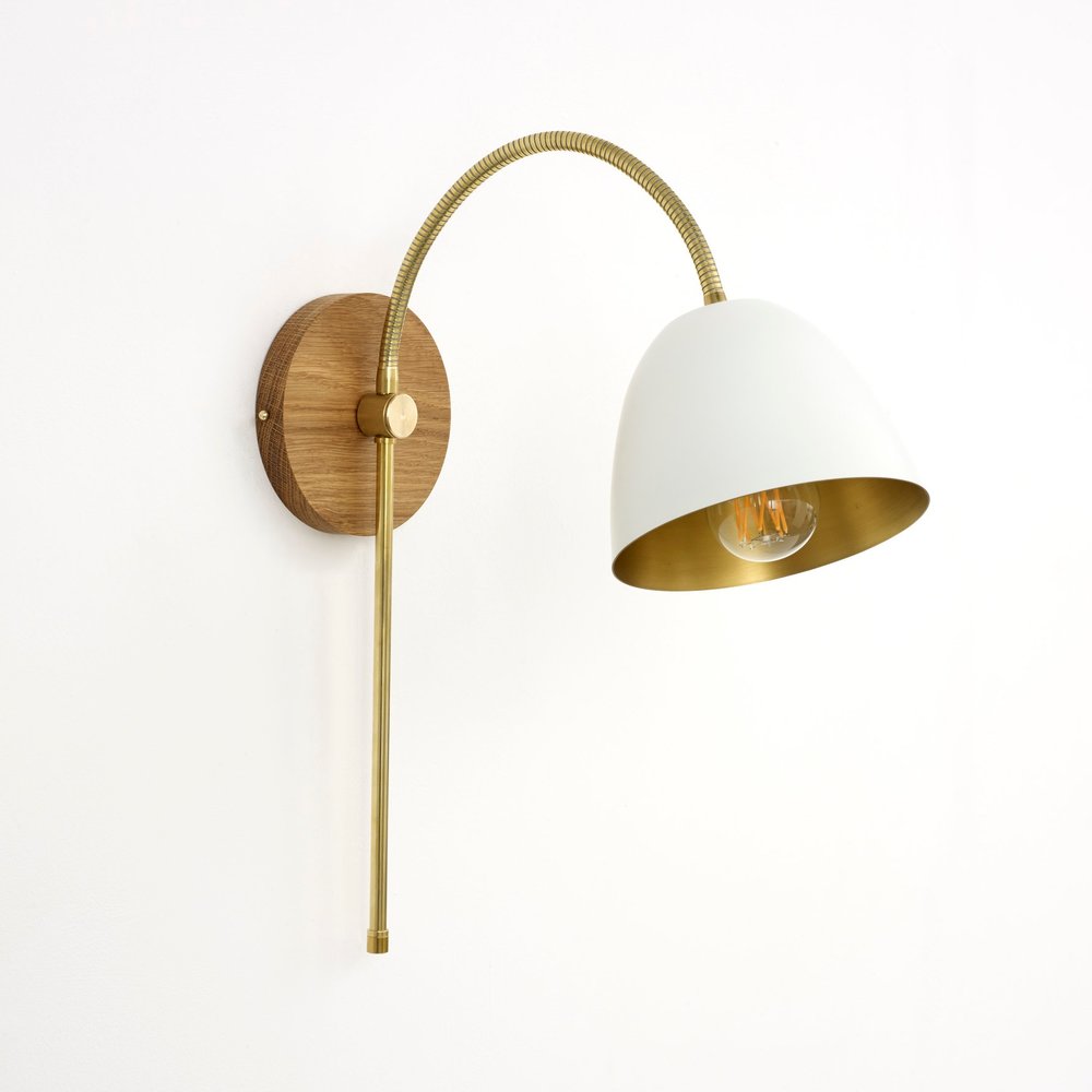 Flexi Neck Swing Lamp with Walnut or Oak Wall Mount
