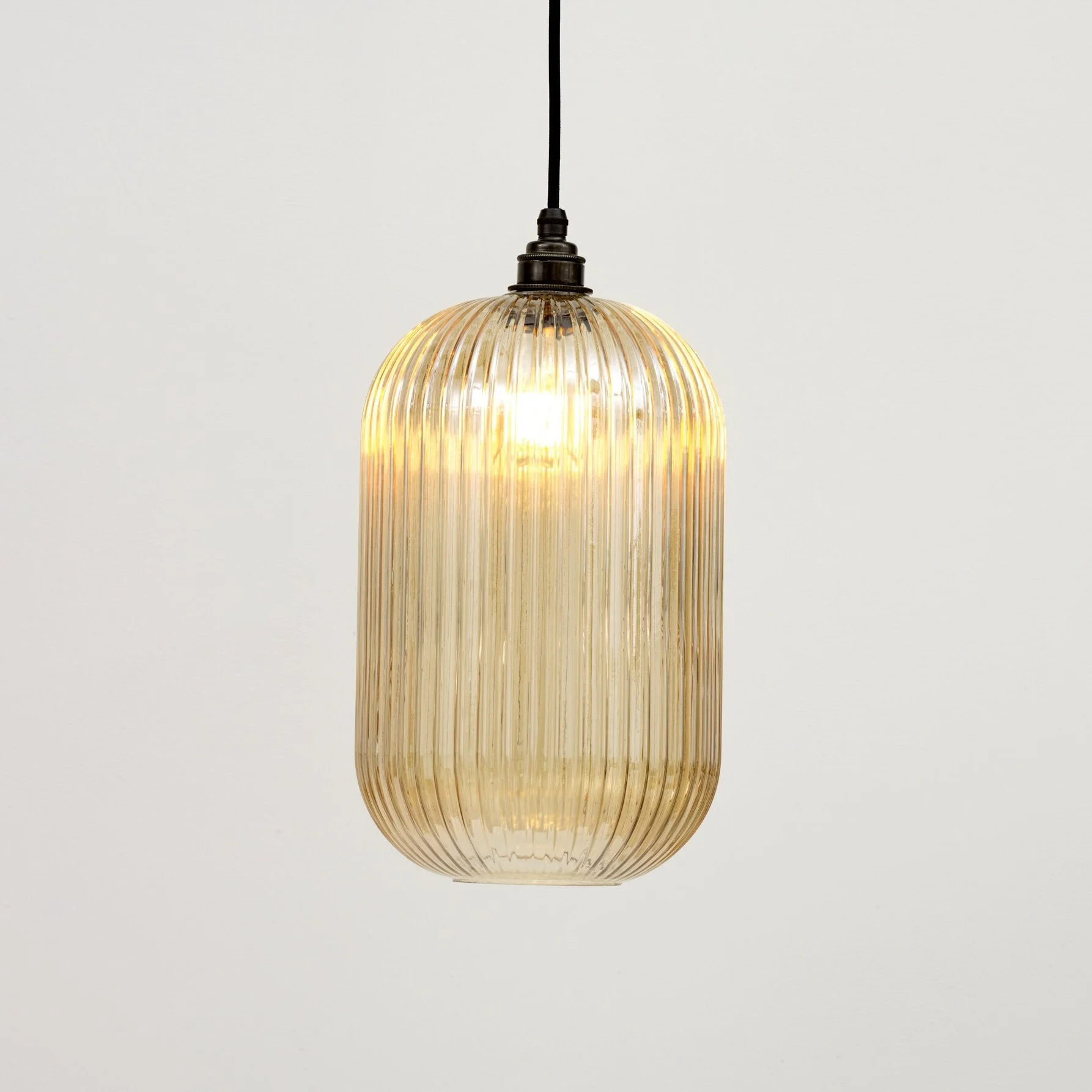 Long Reeded Glass Cylinder Pendant Light — Spark & Bell Handmade and
