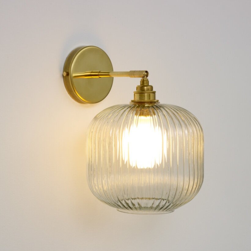 Reeded Shade Wall Light Spark Bell, Fluted Glass Wall Light Shades