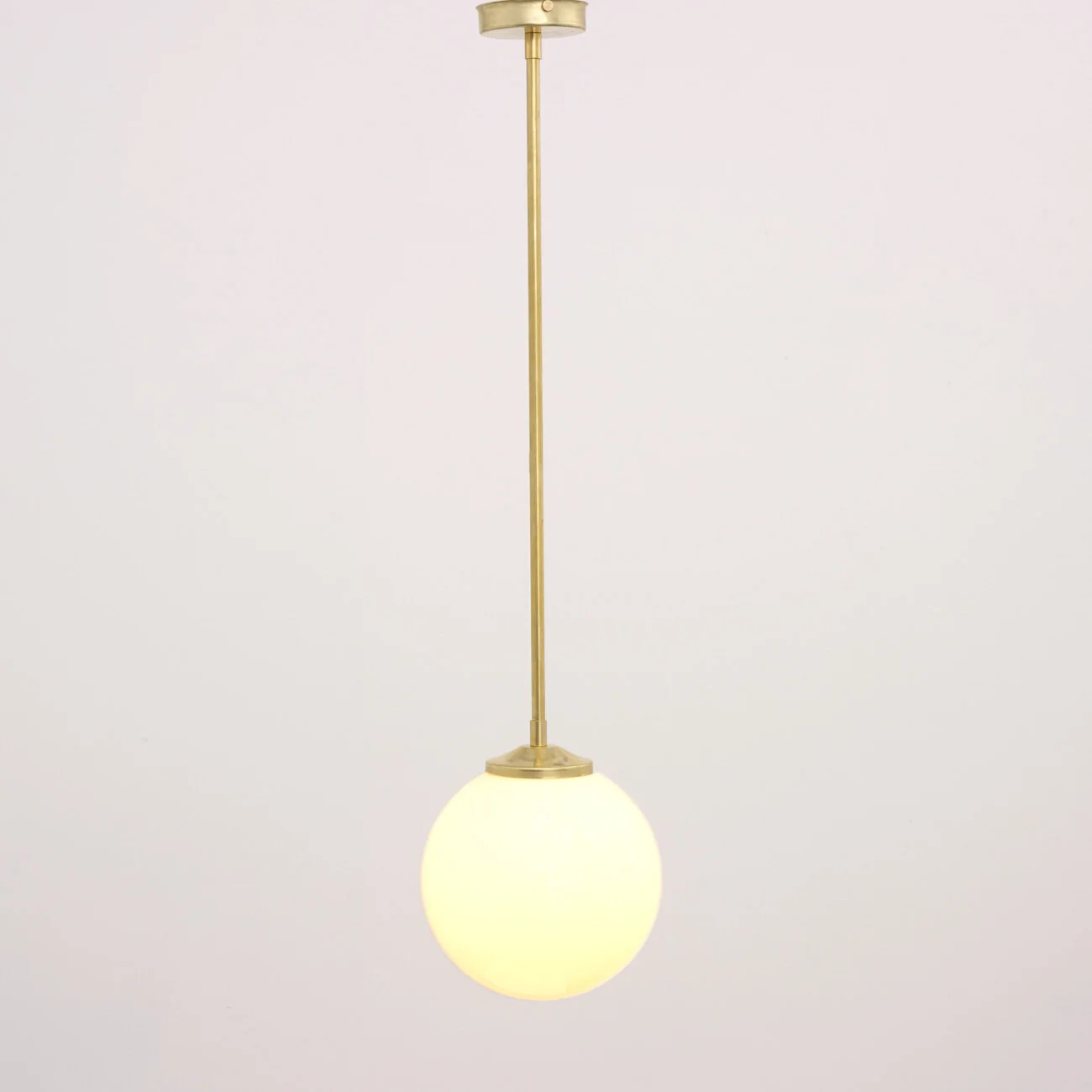 Brass Pendant Light with Large Opal 