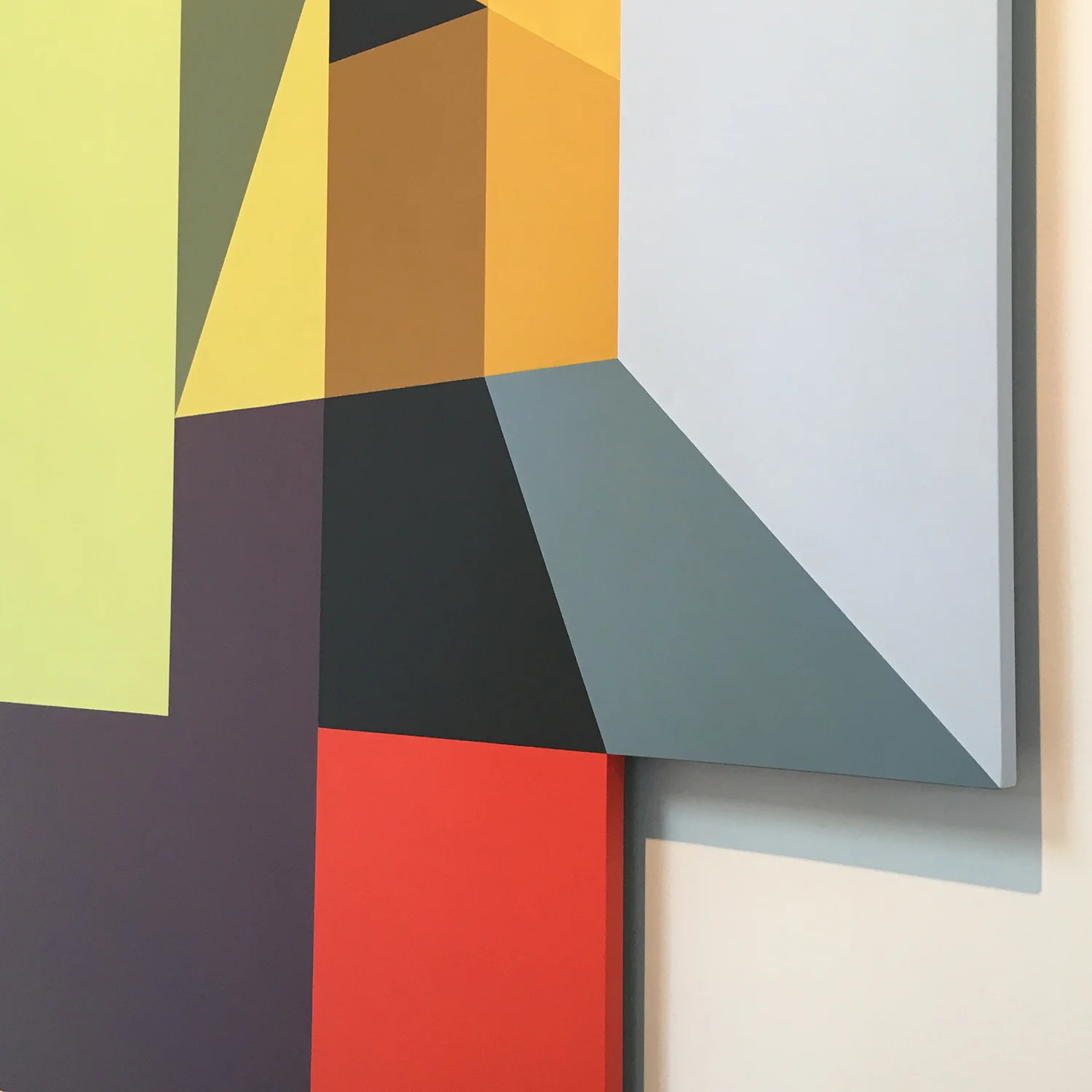 Detail of Mental Blocks - original shaped painting by Amanda Wilkinson