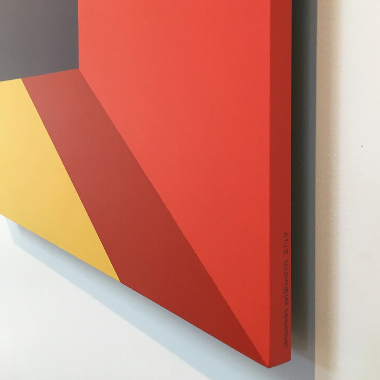 Detail of Mental Blocks - original shaped painting by Amanda Wilkinson