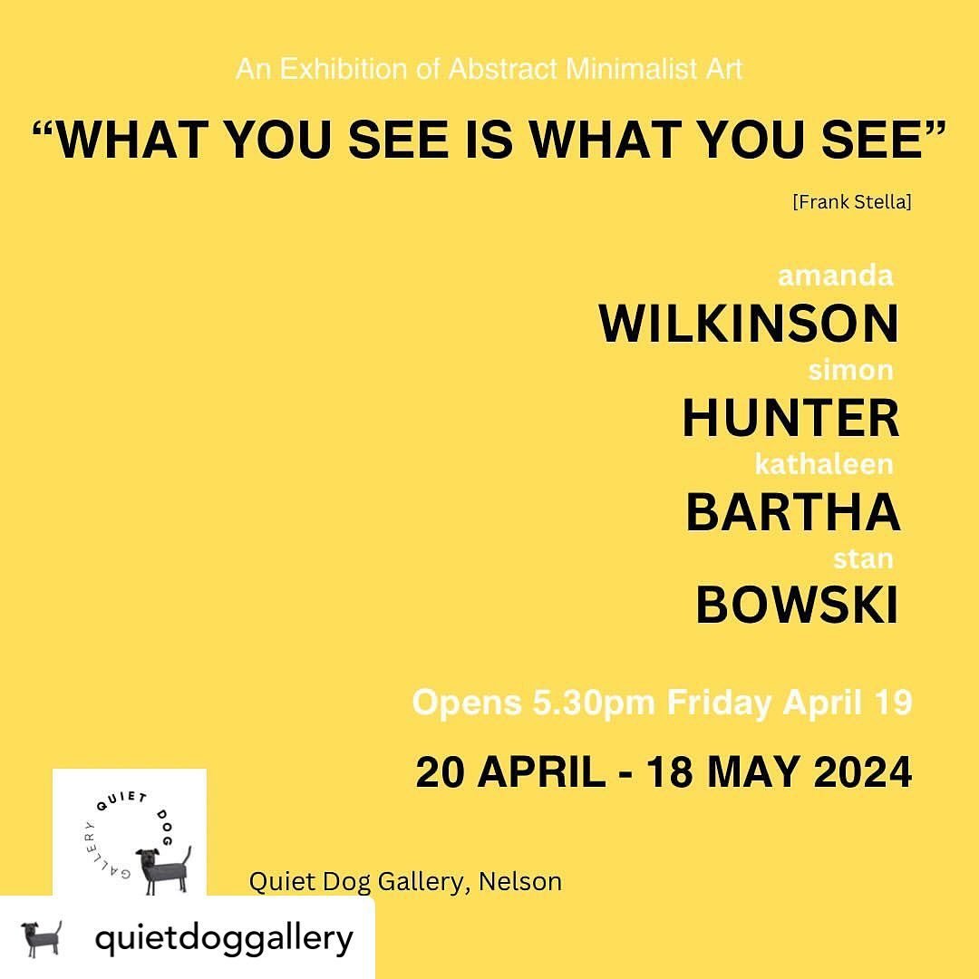 Posted @withregram &bull; @quietdoggallery 
Next Exhibition: &ldquo;What you see is what you see&rdquo; with Amanda WILKINSON, Simon HUNTER, Kathaleen BARTHA &amp; Stan BOWSKI. Opens Friday 19 April.  #abstractminimalism #abstractpainting #abstractar