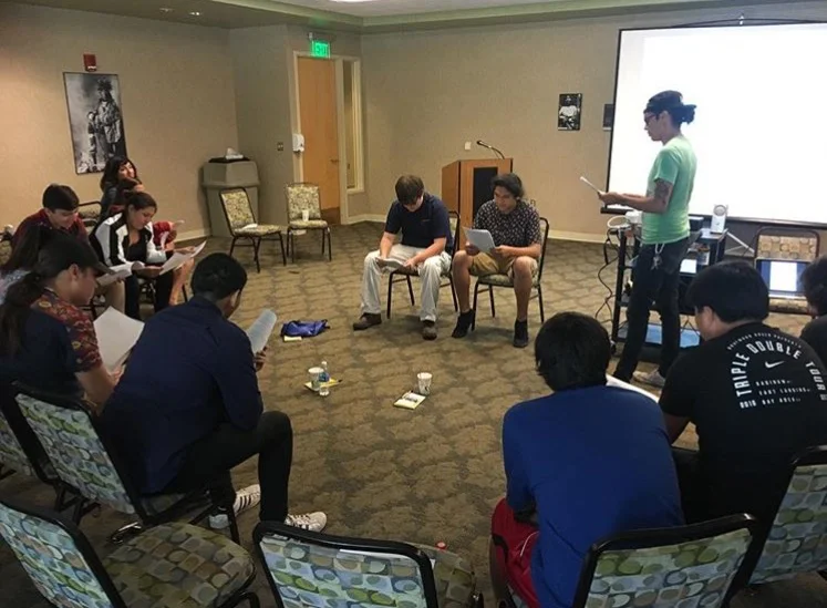 Shane leading a youth workshop for the Saginaw Chippewa Tribe in Mount Pleasant, Mi.
