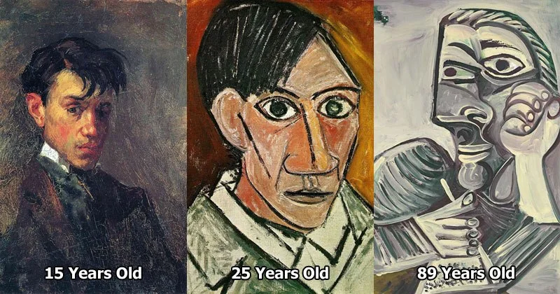 Picasso painting himself at different ages