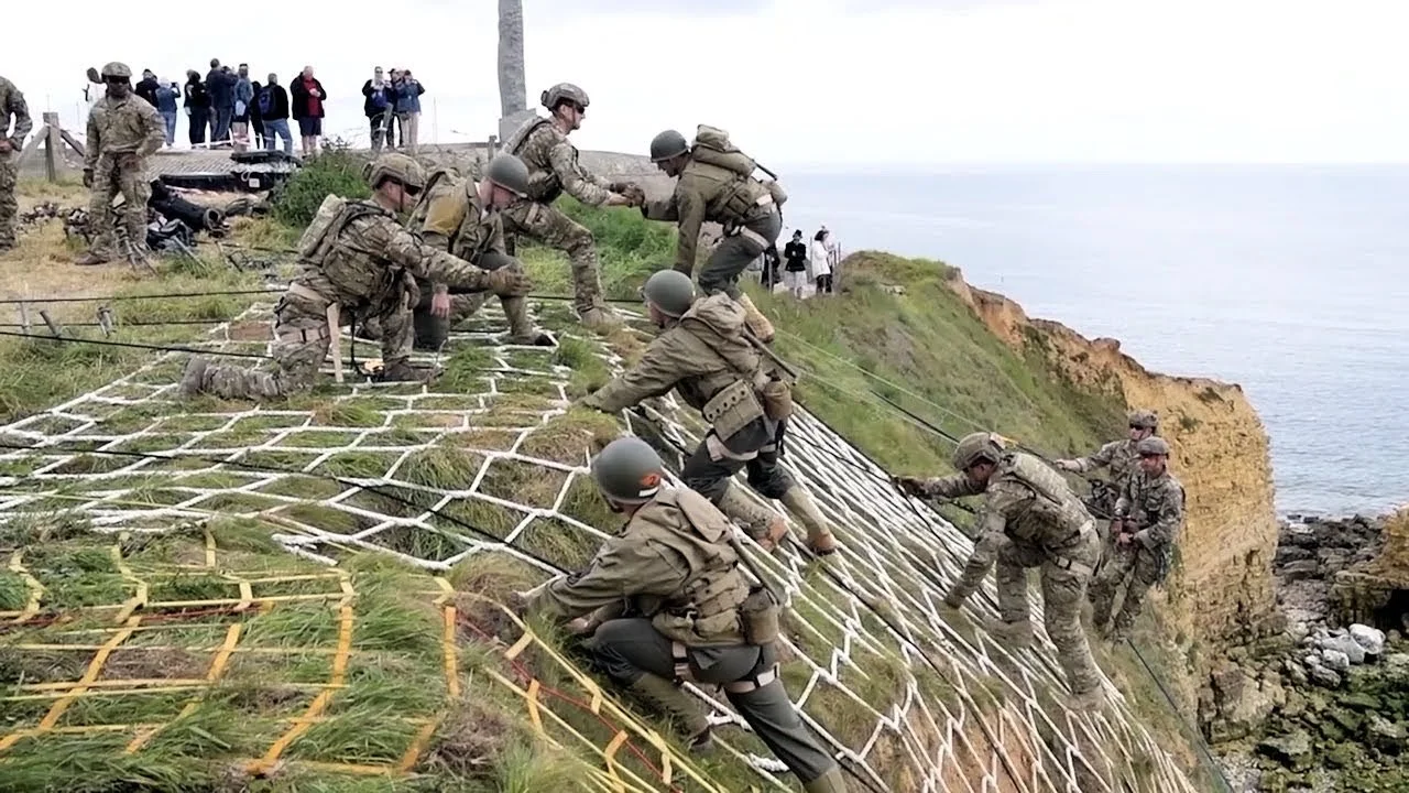 Pointe du Hoc during a modern-day reenactment