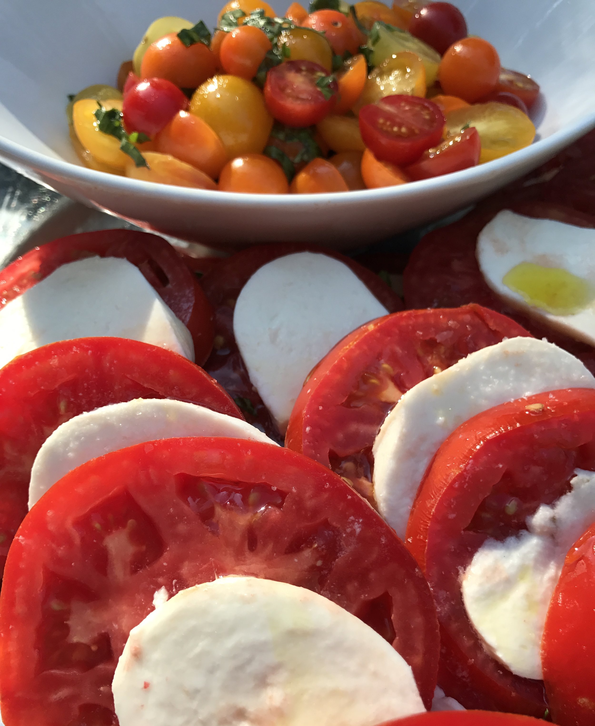 Local Tomatoes, Fresh Mozzarella, Basil