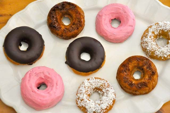 12 Half-Donut Servings Nutritional Analysis per serving: 111 calories, 8g fat, 32mg sodium, 4g carbohydrate, 2g fiber, and 4g protein