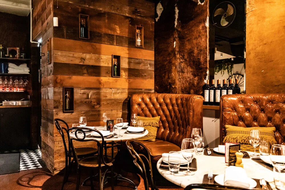 San telmo is a steak restaurant in melbourne and their new website showcases their meat-based menu and leather-inspired interiors