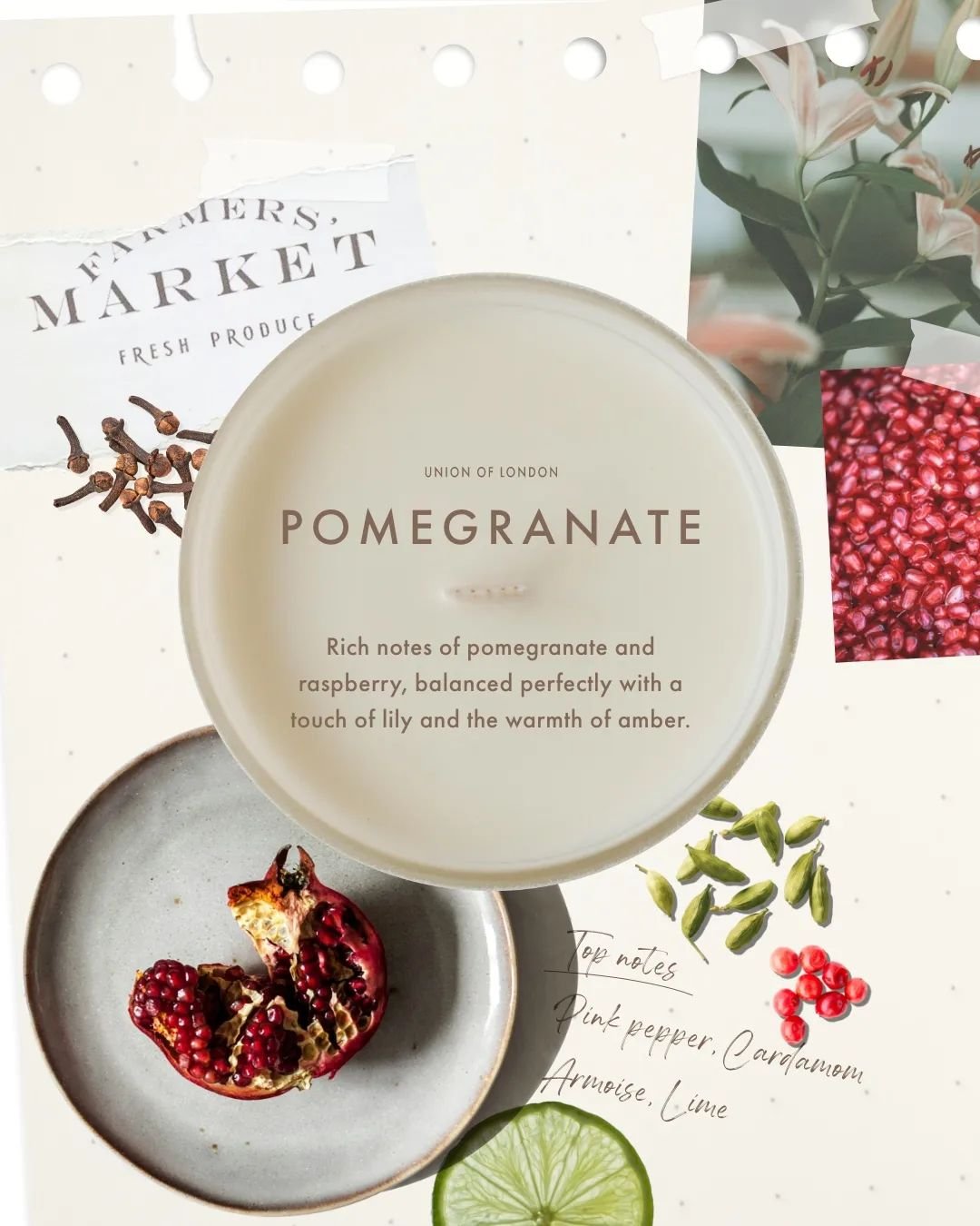 From our nose to your table... Our chief 'nose', Mark has quite the knack for creating complex and layered scents that develop and evolve. Take Pomegranate for example, a fragrance more nuanced than the name might suggest, with over 10 ingredients in