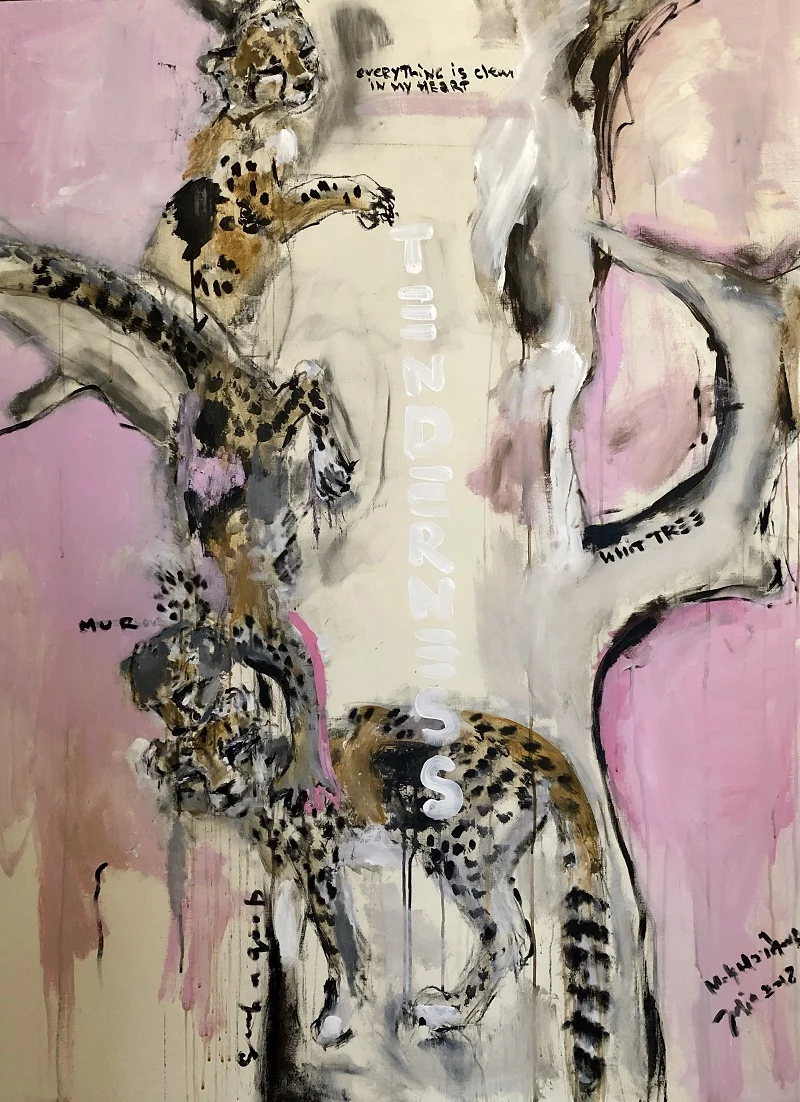 on the white tree canvas, acrylic 150x110cm
