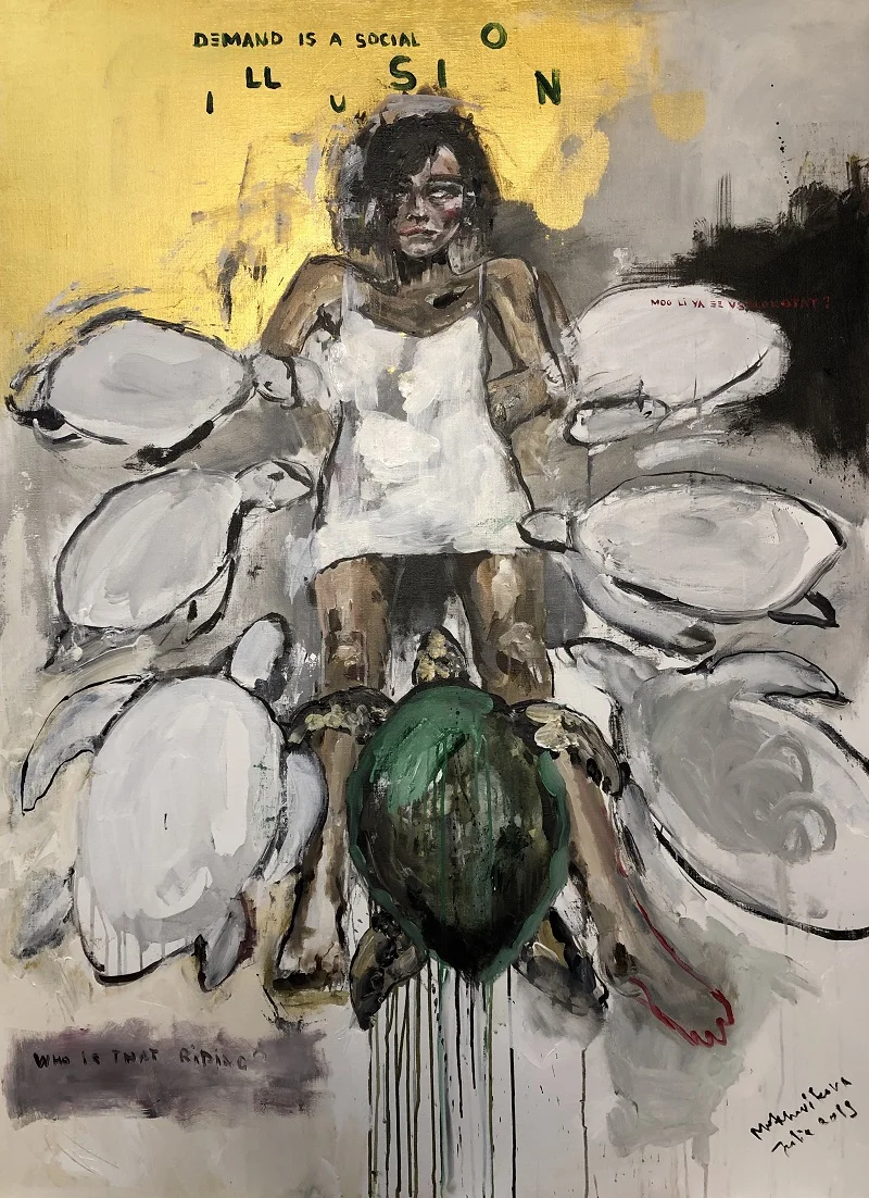 demand is a social illusion canvas, acrylic 150x110cm