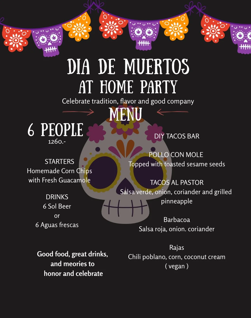 DIY día de muertos menú 
